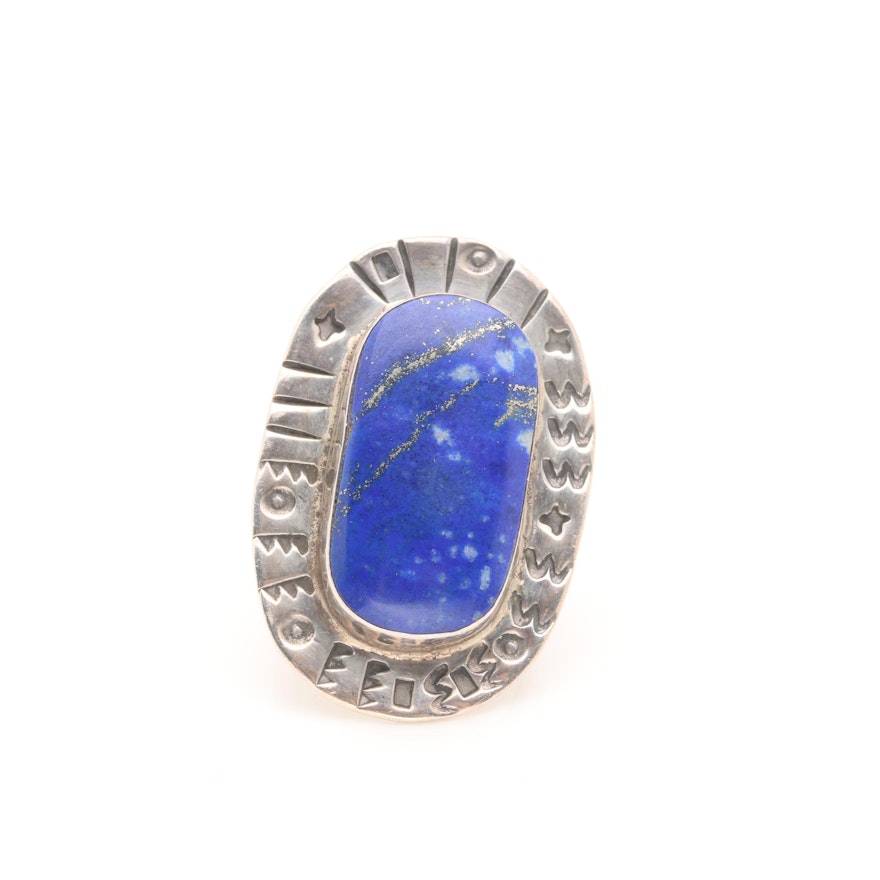 A.K. Edgar Sterling Silver Lapis Lazuli Ring