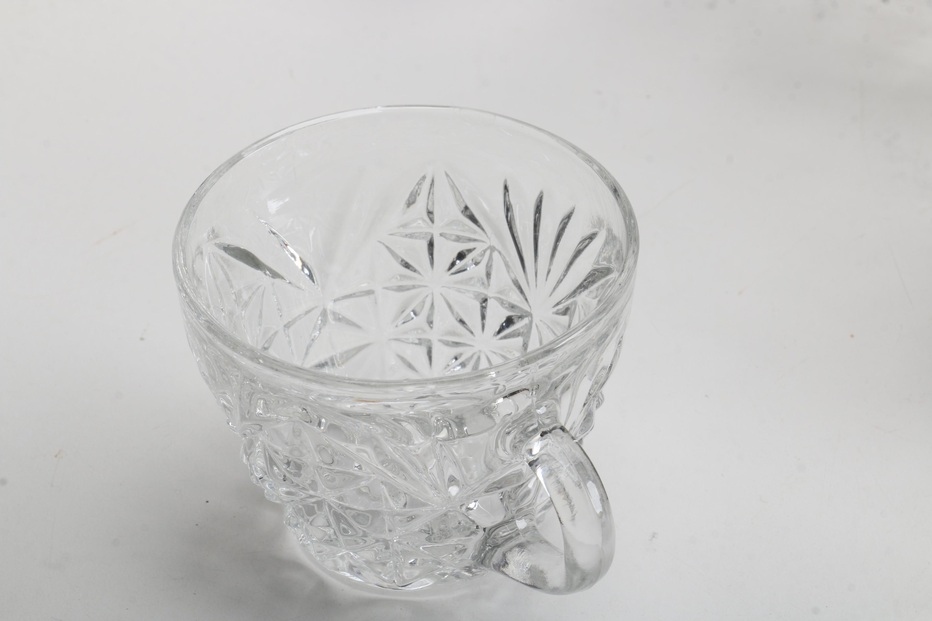 Pressed Glass Punch Bowl Set