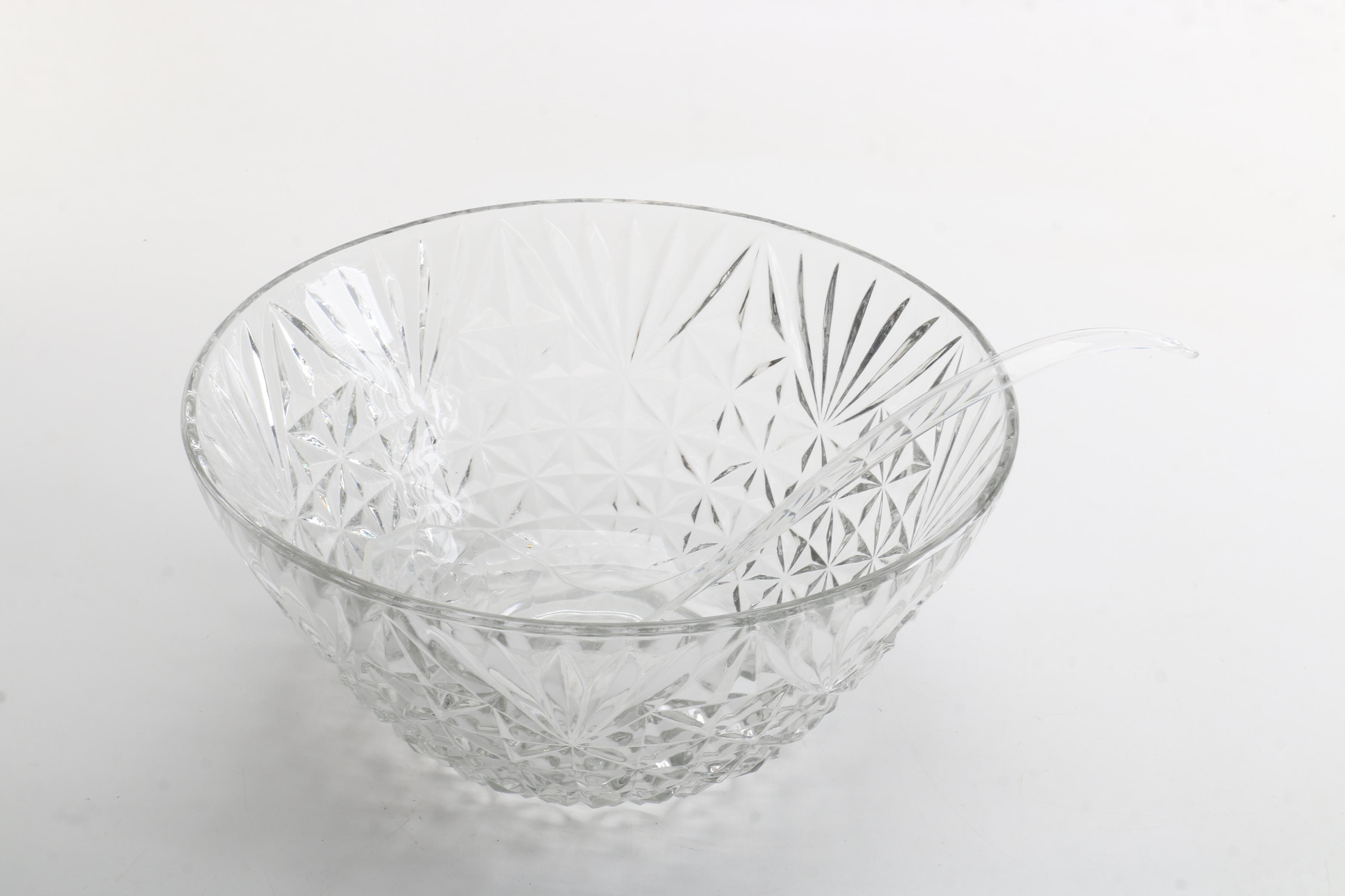 Pressed Glass Punch Bowl Set