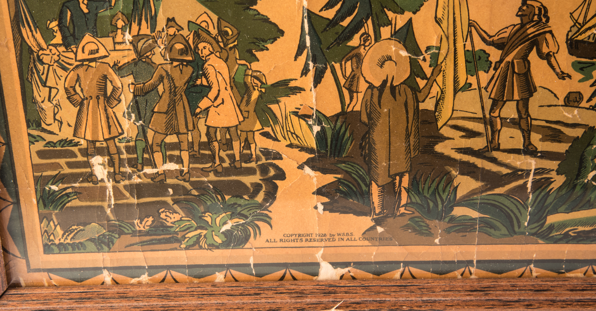 Edward Everett Henry 1928 Color Lithograph "The New Map of the World"