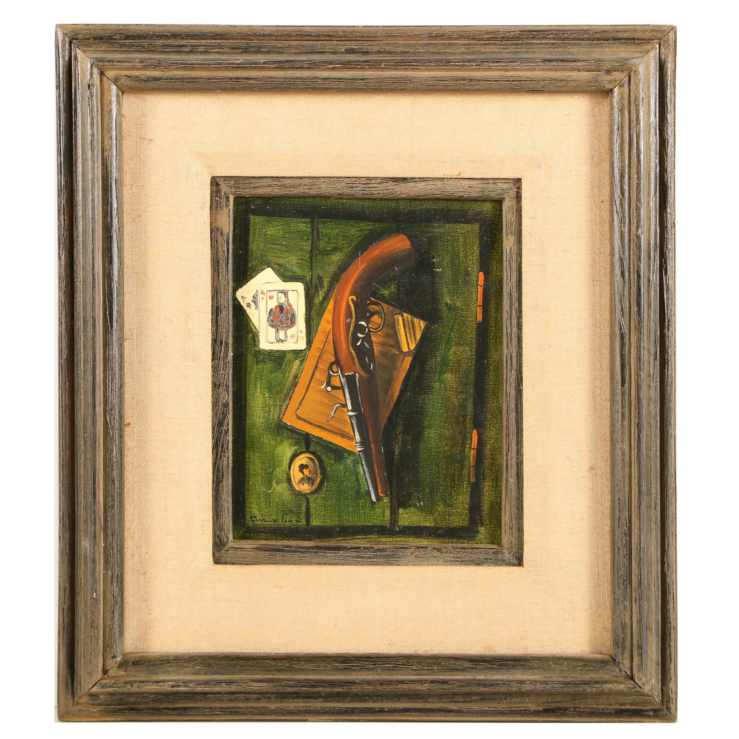 Still Life Oil Painting with Pistol