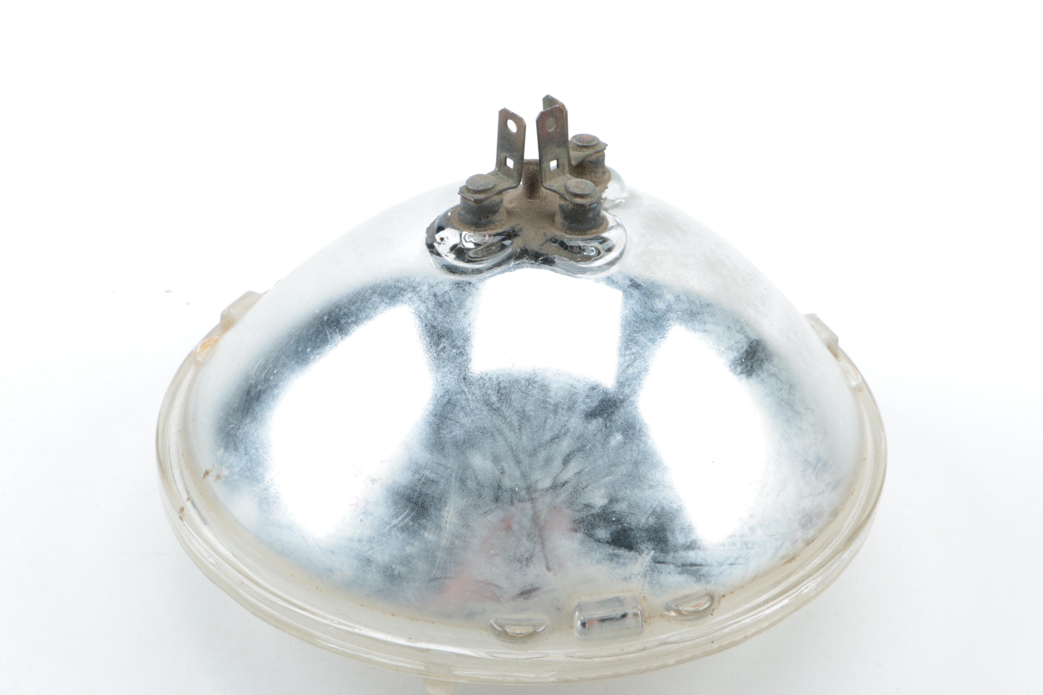 Vintage General Electric Sealed Beam Headlight and Amber Glass Foglight