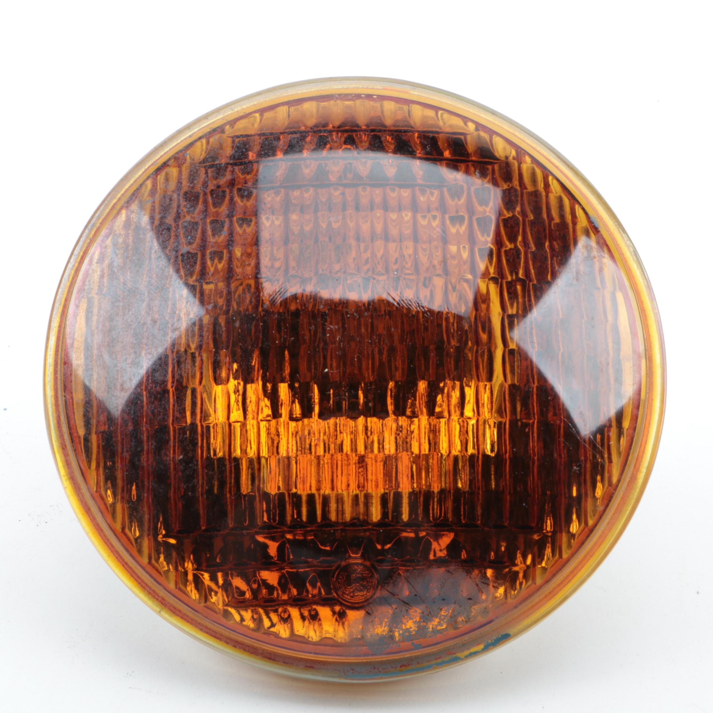 Vintage General Electric Sealed Beam Headlight and Amber Glass Foglight