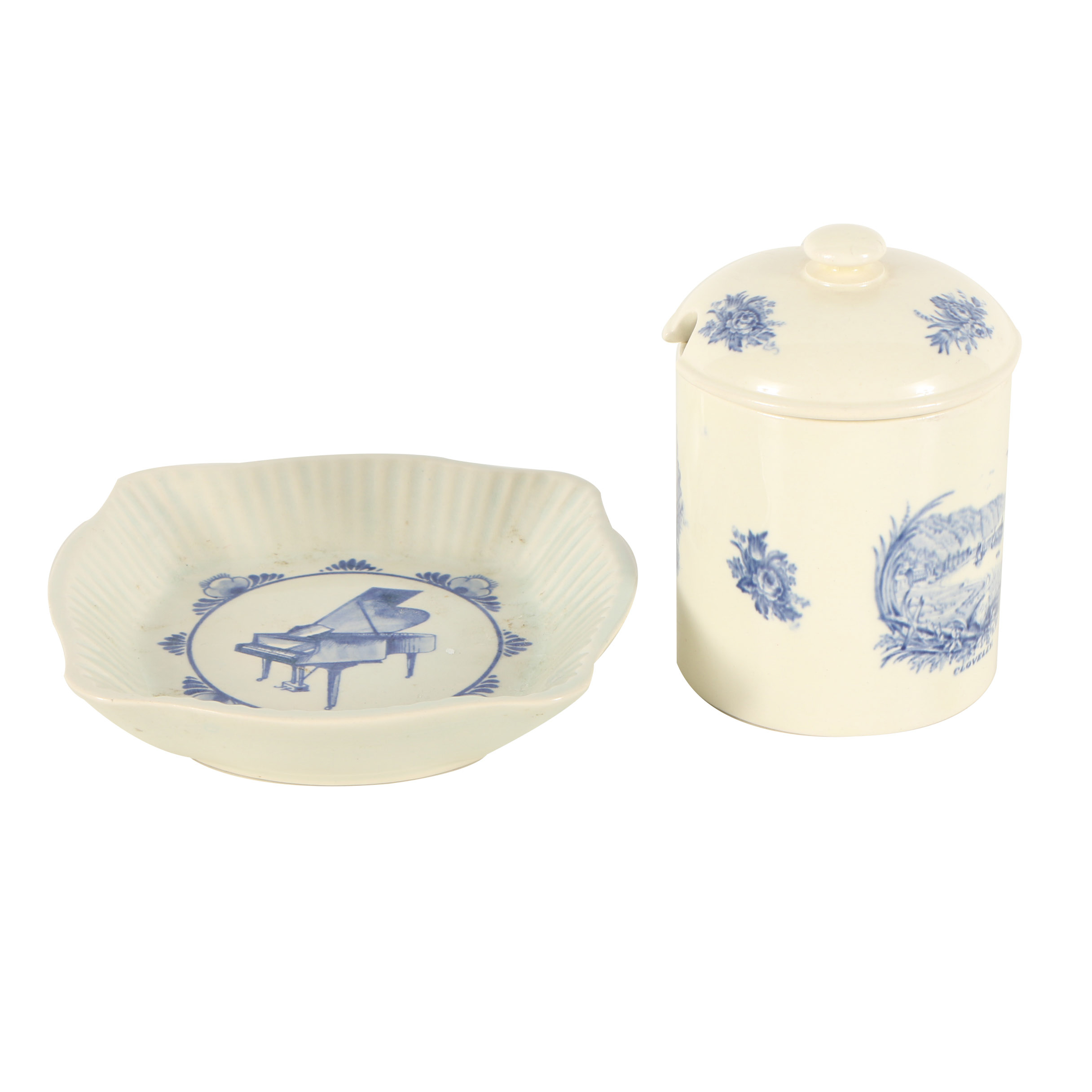 Rex Whistler Wedgwood Jam Pot and Small Delft Dish