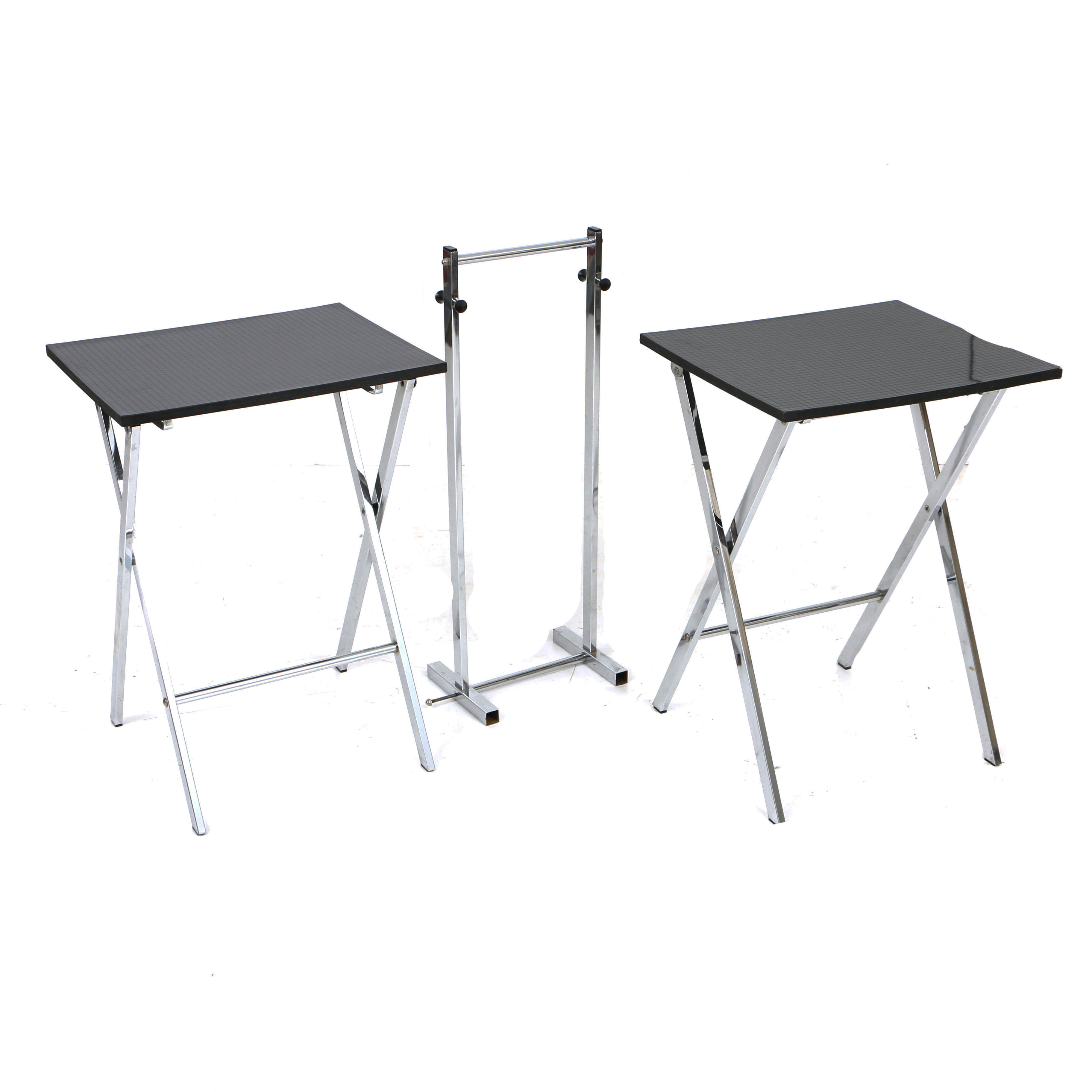 Vintage Modernist TV Trays with Formica "Maxi Graph" Tops and Stand