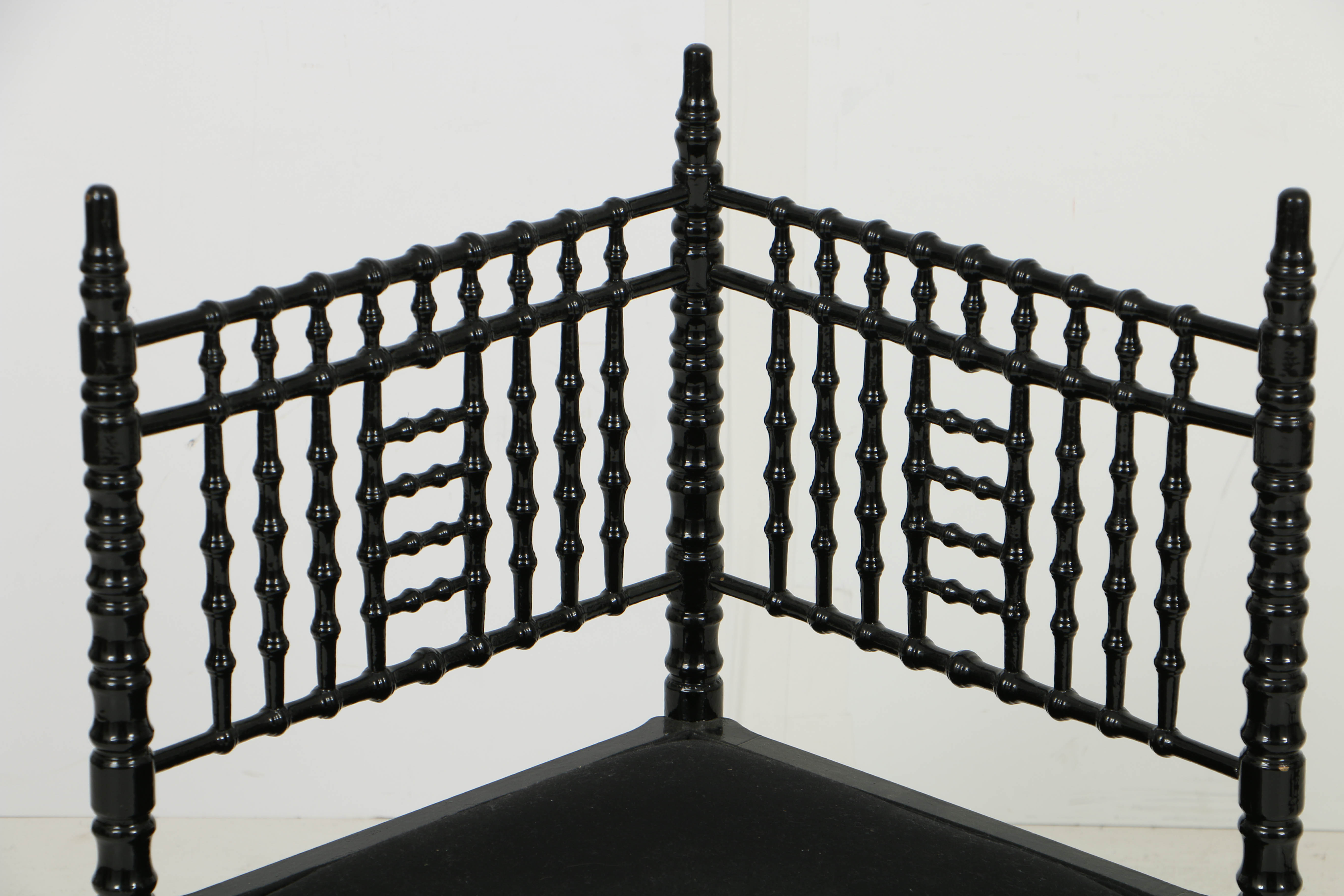 Antique Victorian Aesthetic Movement Faux-Bamboo Corner Chair and Trefoil Stand