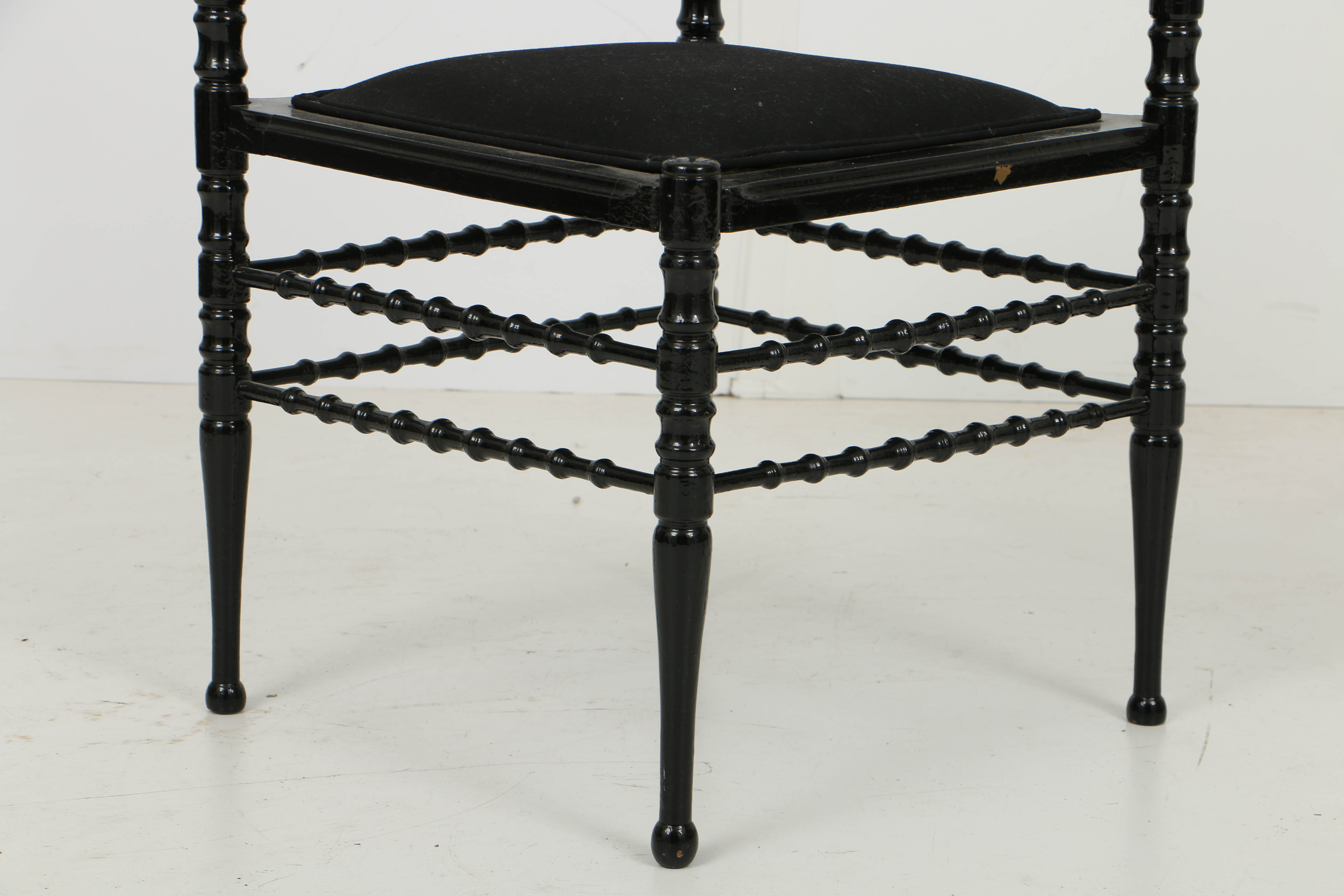 Antique Victorian Aesthetic Movement Faux-Bamboo Corner Chair and Trefoil Stand