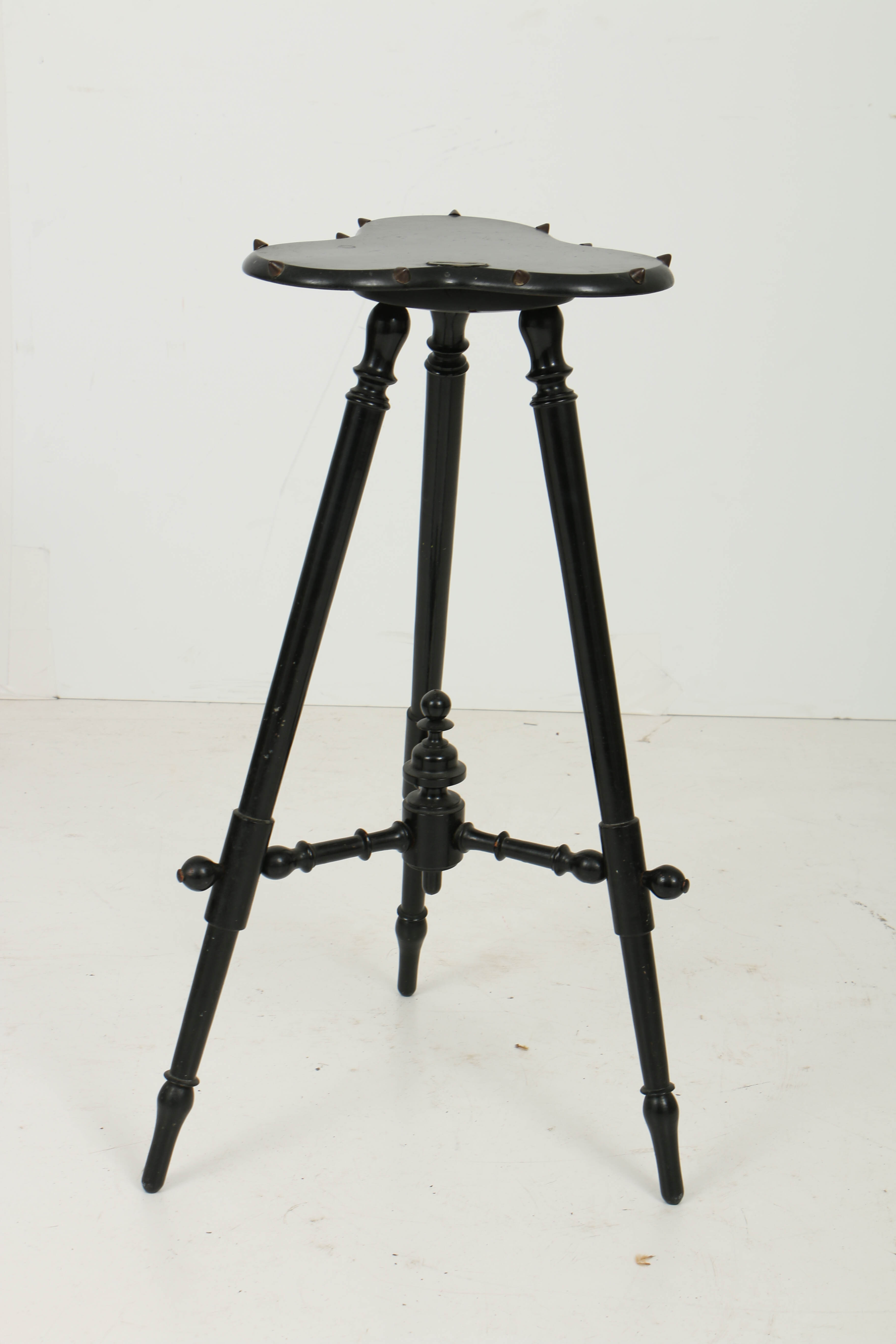 Antique Victorian Aesthetic Movement Faux-Bamboo Corner Chair and Trefoil Stand