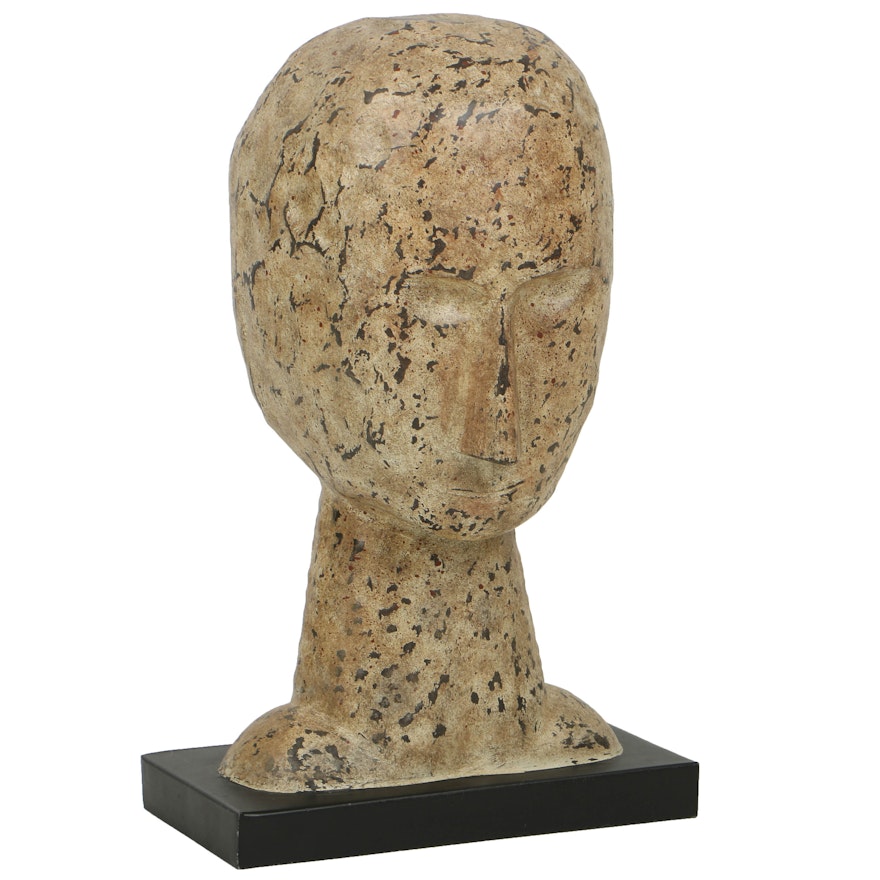 Modernist Style Metal Bust of Semi-Abstracted Form