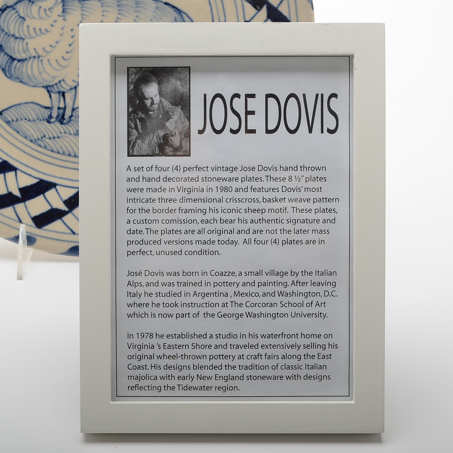 Four José Dovis Hand Decorated Pottery Plates