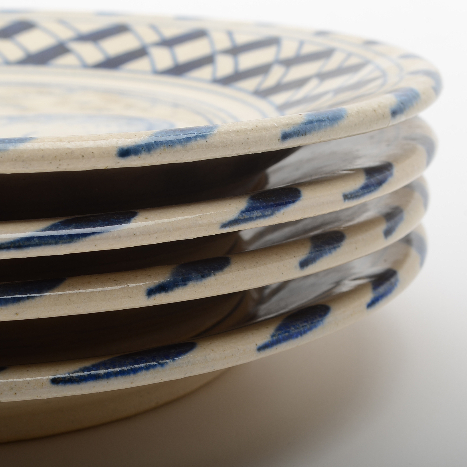 Four José Dovis Hand Decorated Pottery Plates