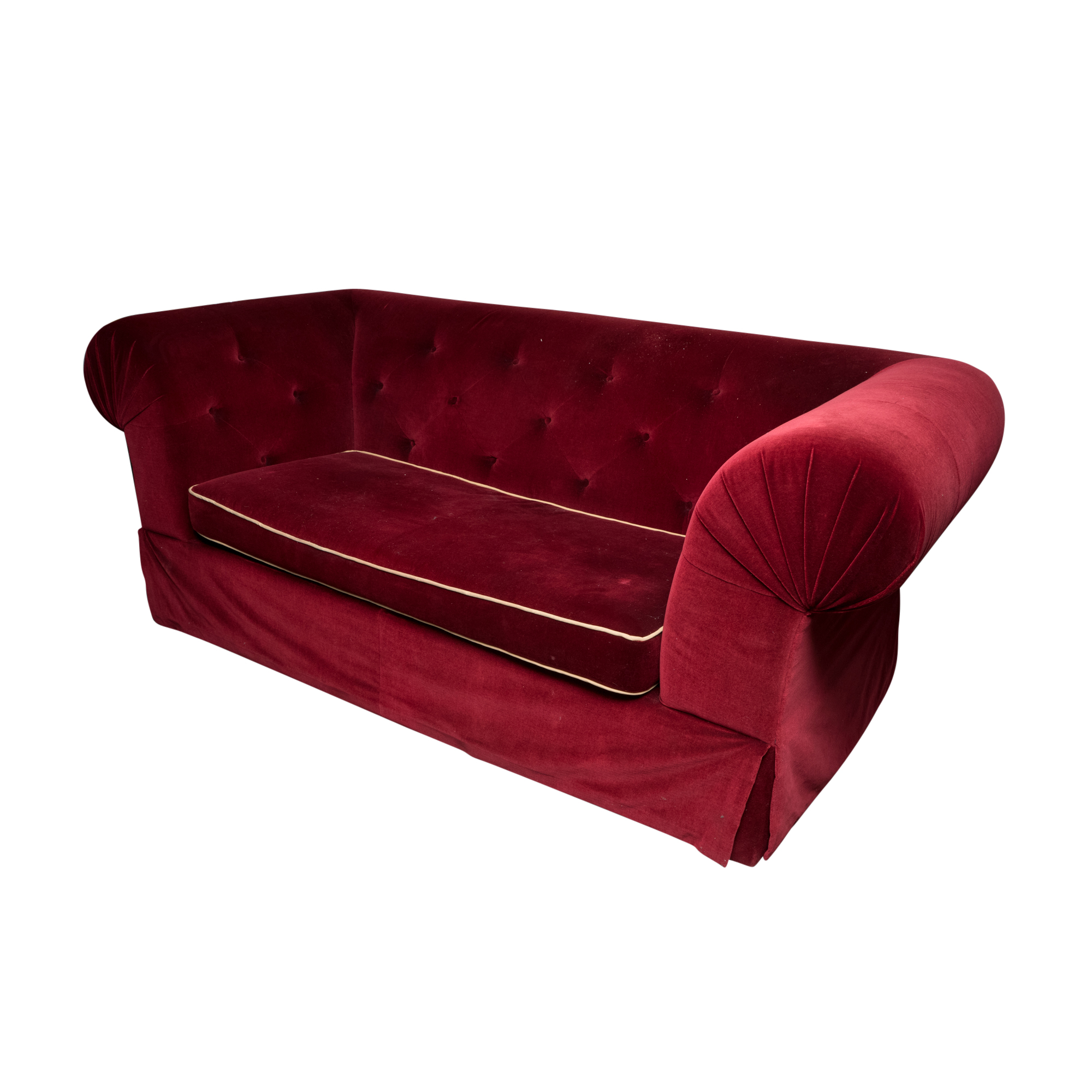 Red Velvet Tufted Sleeper Sofa