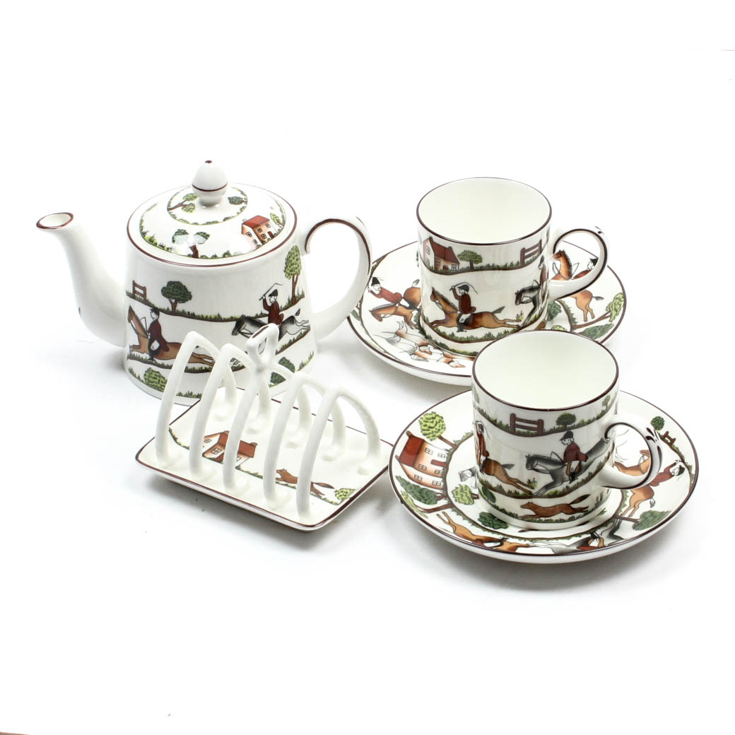 Crown Staffordshire "Hunting Scene" Porcelain Tableware