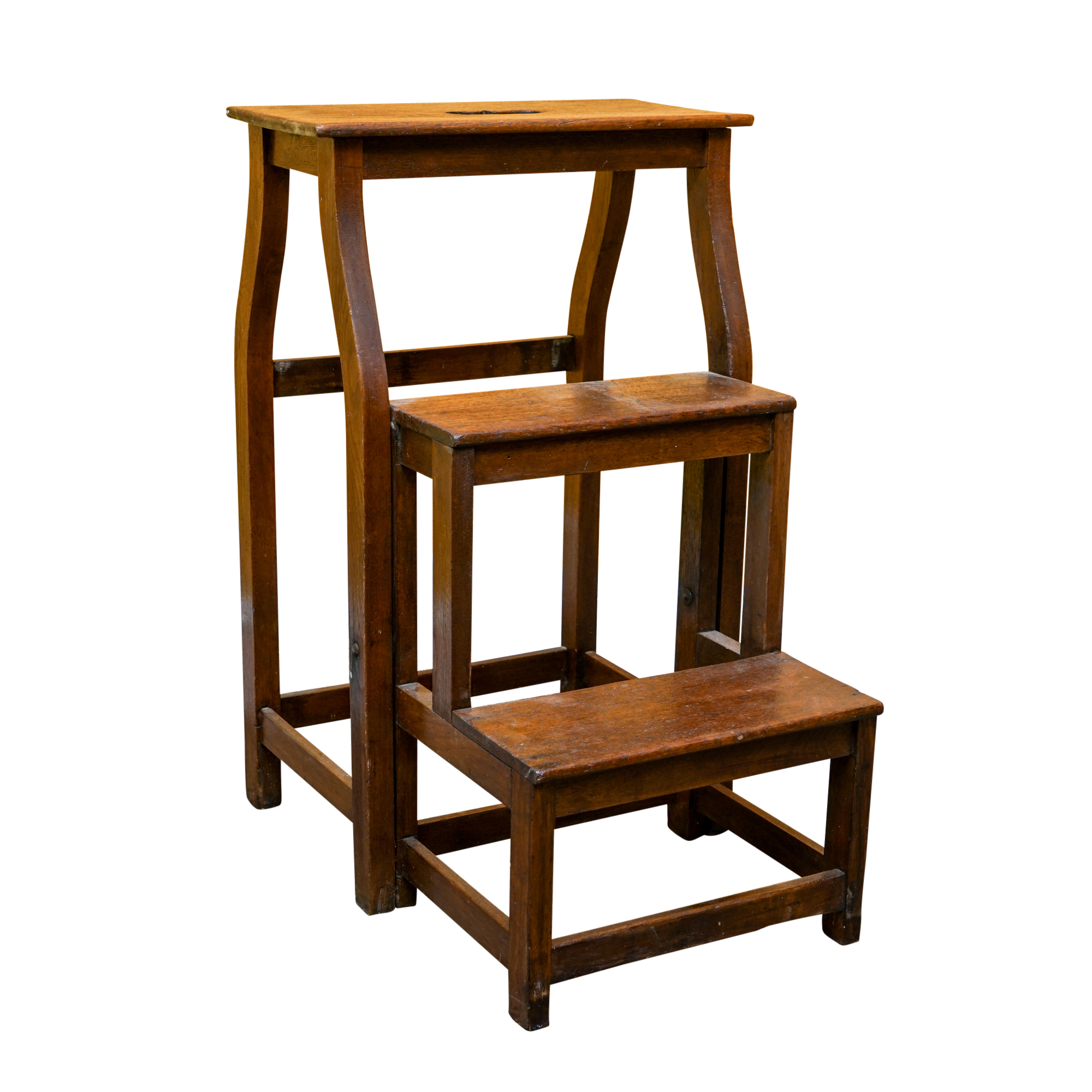 Antique Oak Folding Library Stool