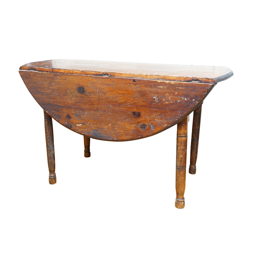Antique Rustic Pine Drop-leaf Table