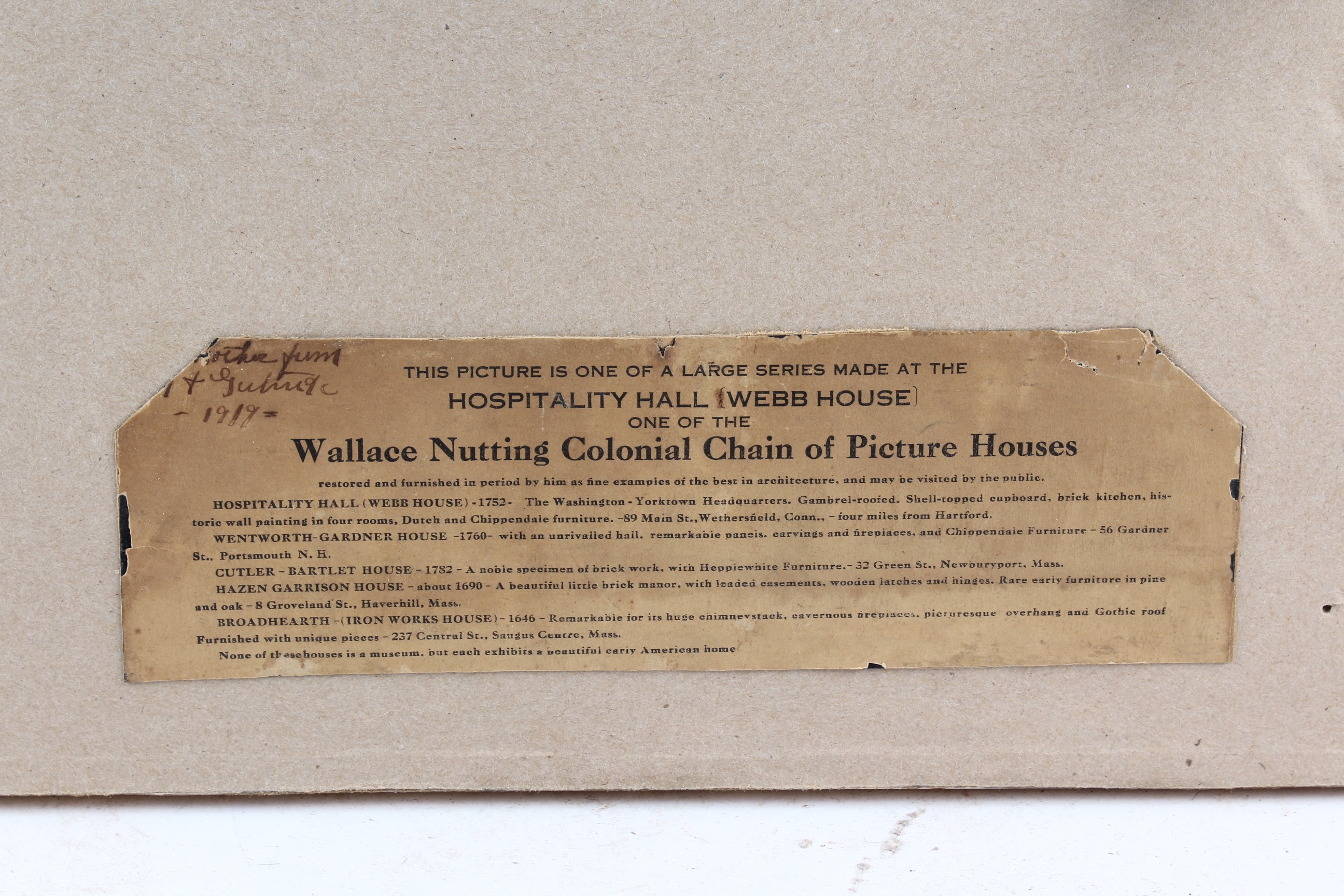 Wallace Nutting Antique Photographic Print "A Sheffield Heirloom"