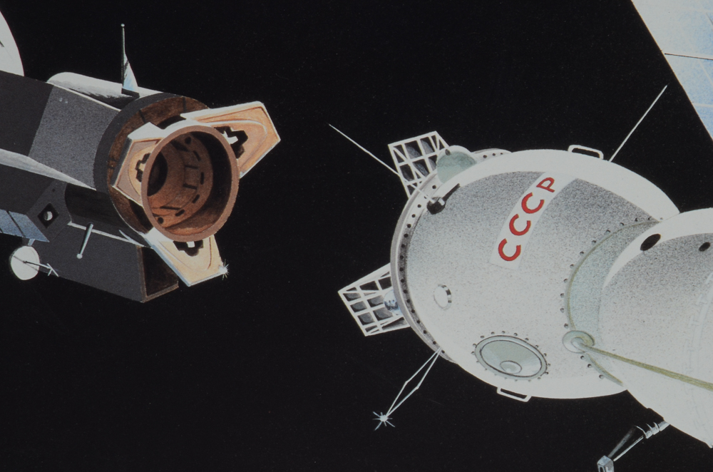 George Bishop Limited Edition Print "Apollo-Soyuz" Signed by Astronauts