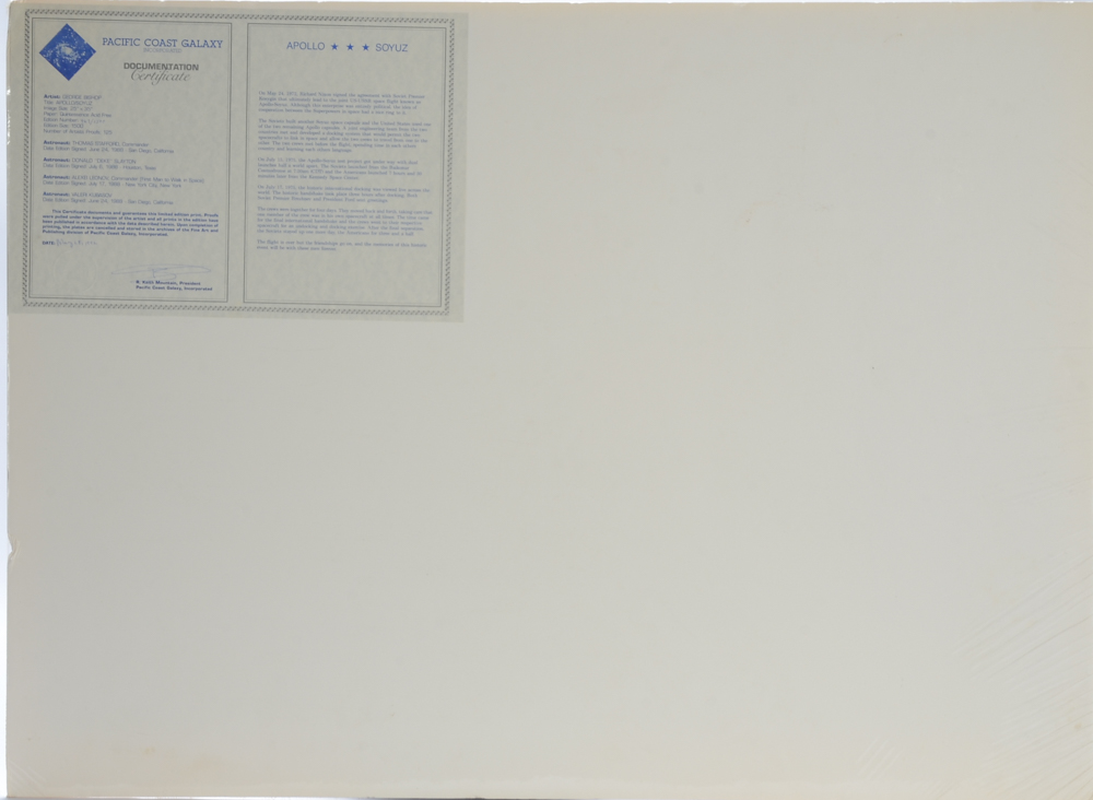 George Bishop Limited Edition Print "Apollo-Soyuz" Signed by Astronauts
