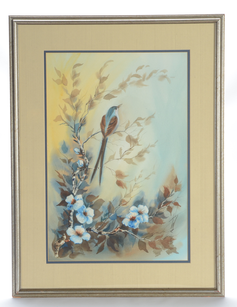 Pair of Original Watercolor Paintings of Birds