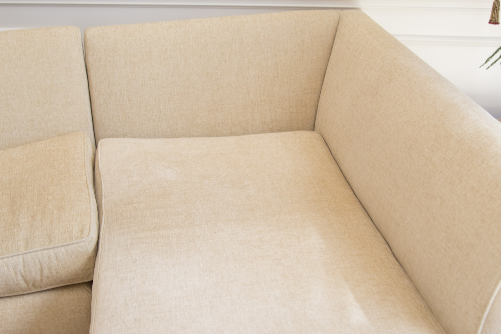 Upholstered Arhaus Sectional Sofa with Decorative Pillows