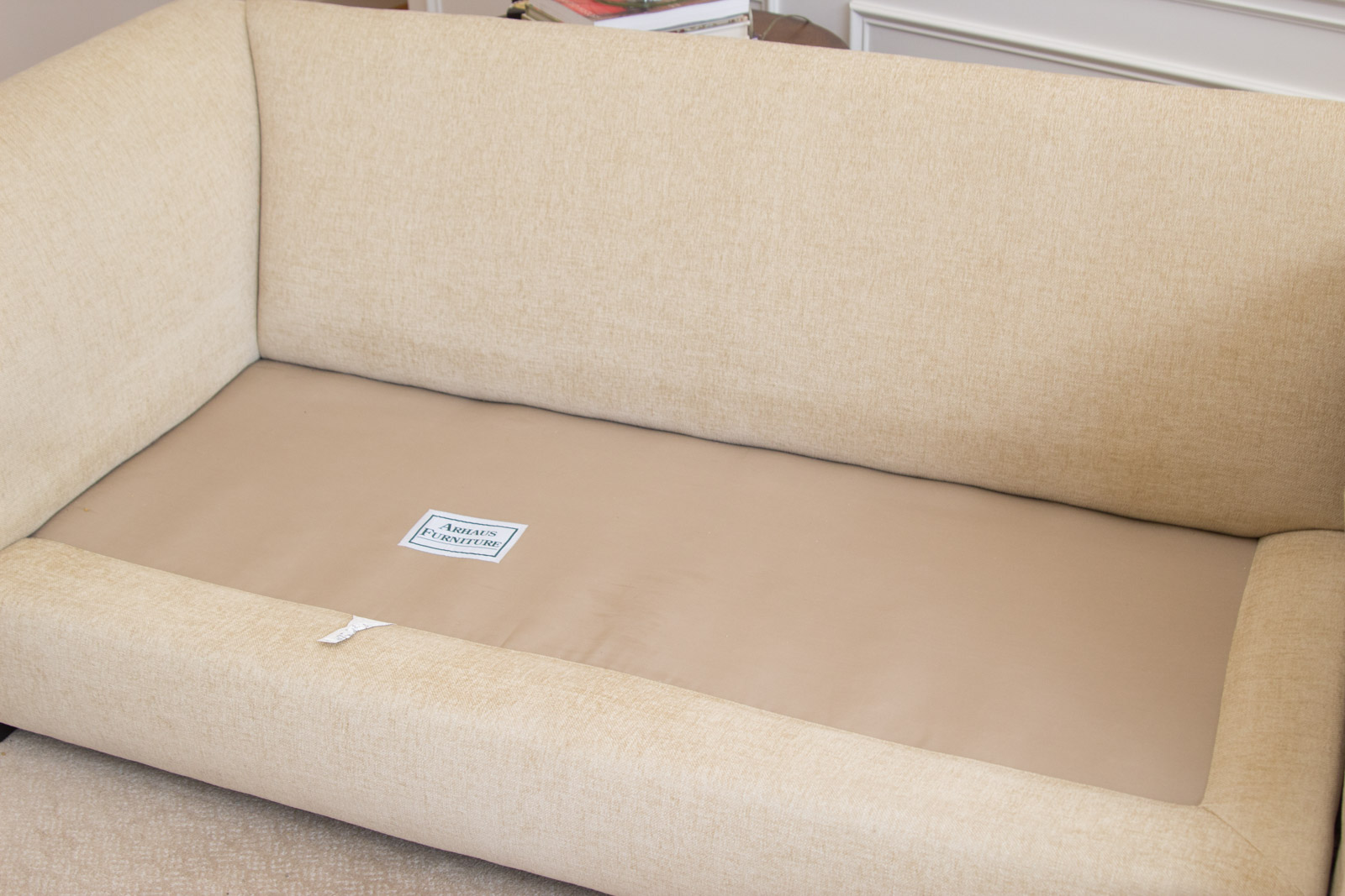 Upholstered Arhaus Sectional Sofa with Decorative Pillows