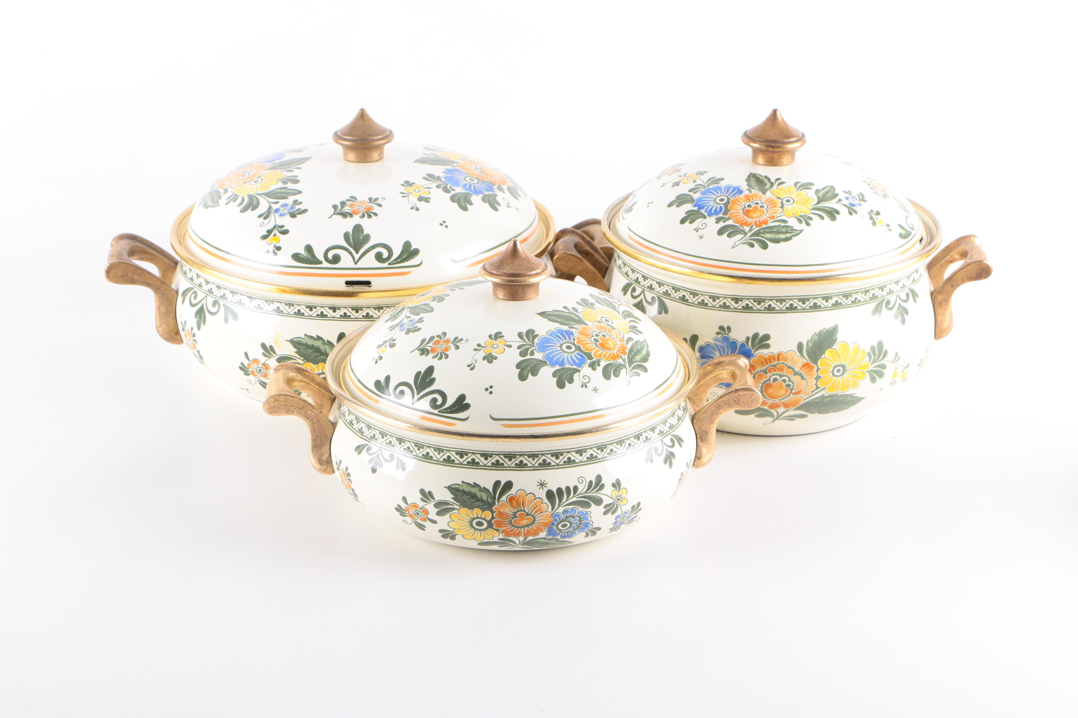 Vintage German Asta "Old Amsterdam" Floral Enamel Cookware