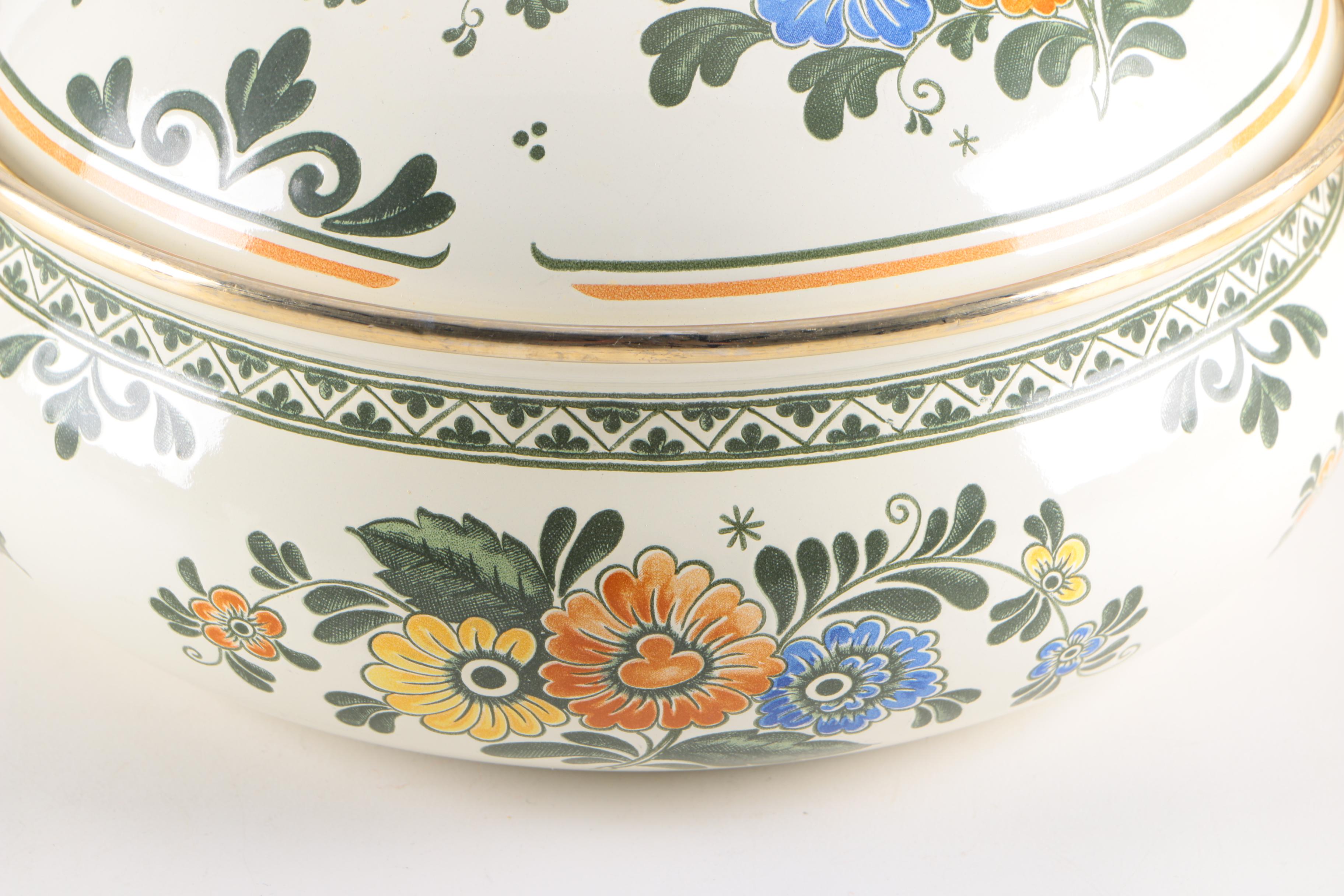 Vintage German Asta "Old Amsterdam" Floral Enamel Cookware
