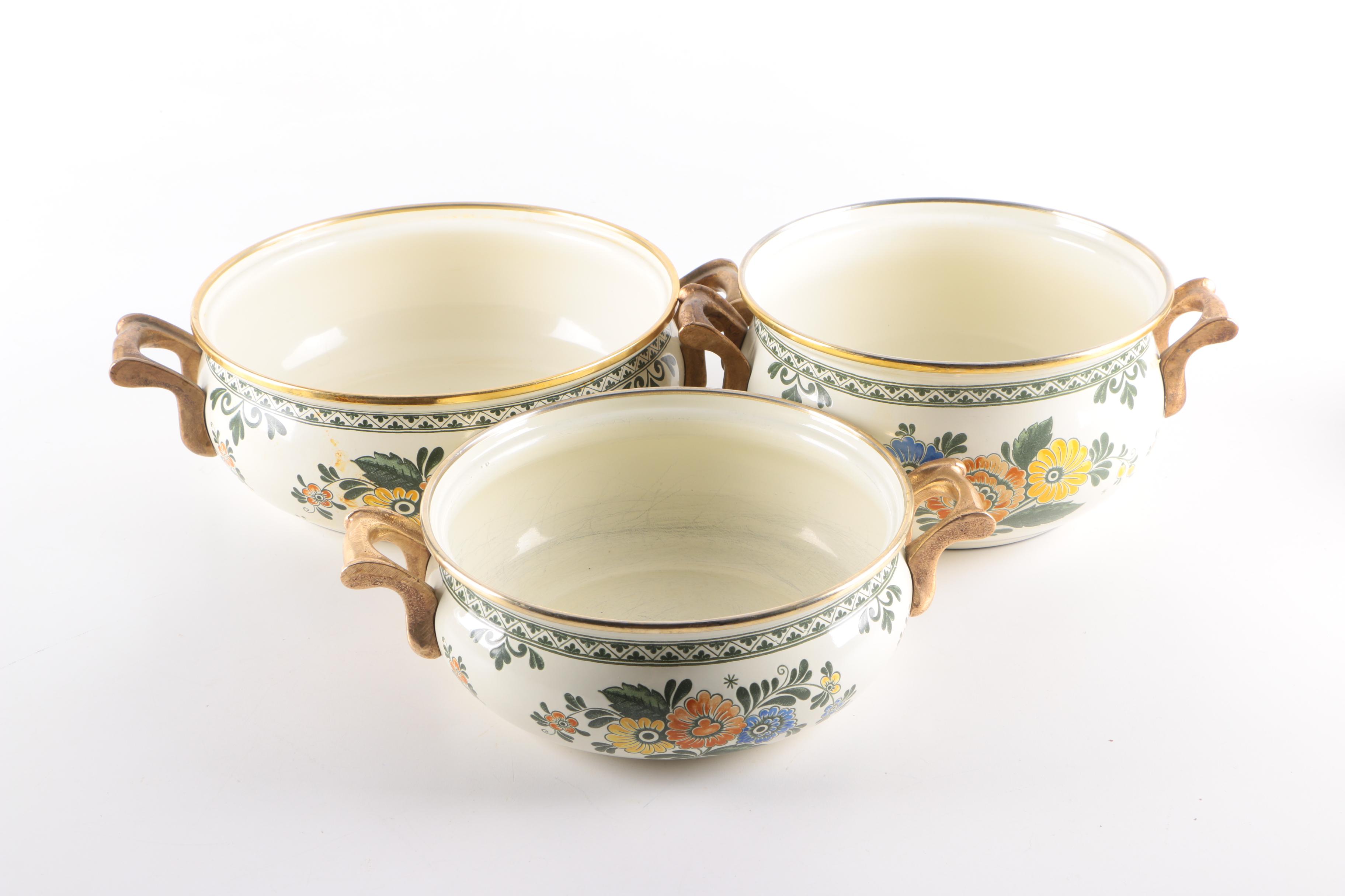 Vintage German Asta "Old Amsterdam" Floral Enamel Cookware