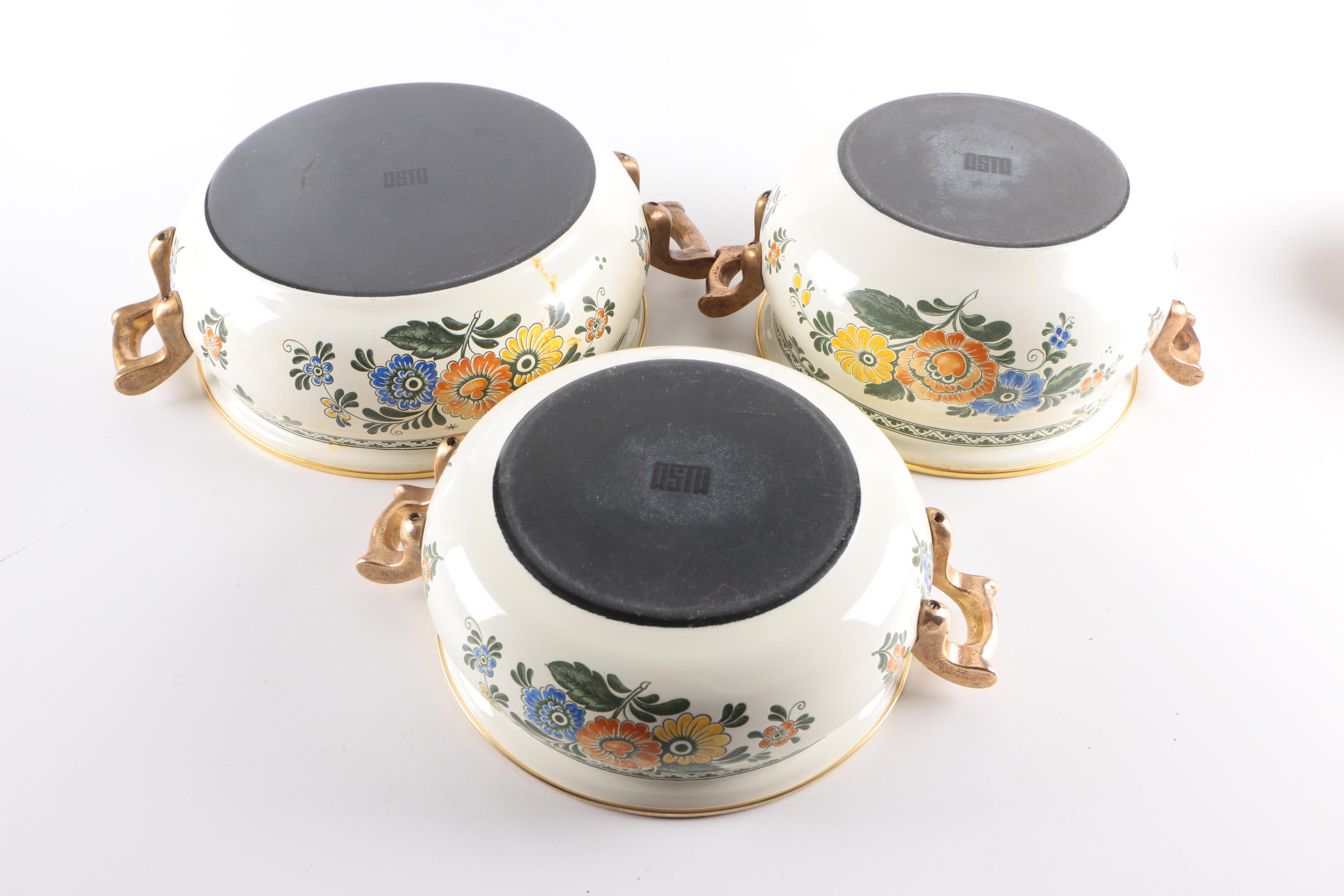 Vintage German Asta "Old Amsterdam" Floral Enamel Cookware