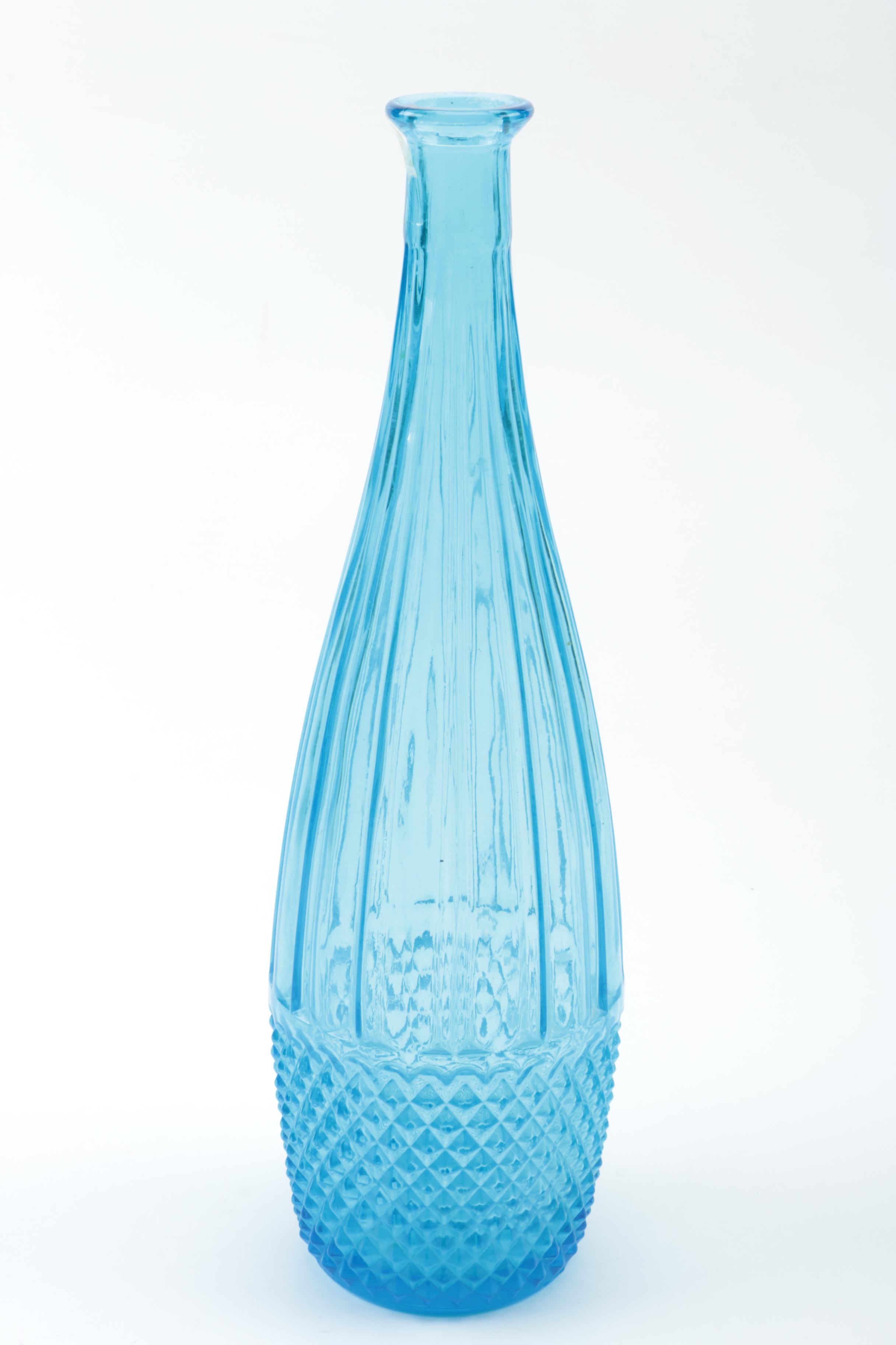 Blenko Blue Glass Bottle and Assorted Blue Home Accessories