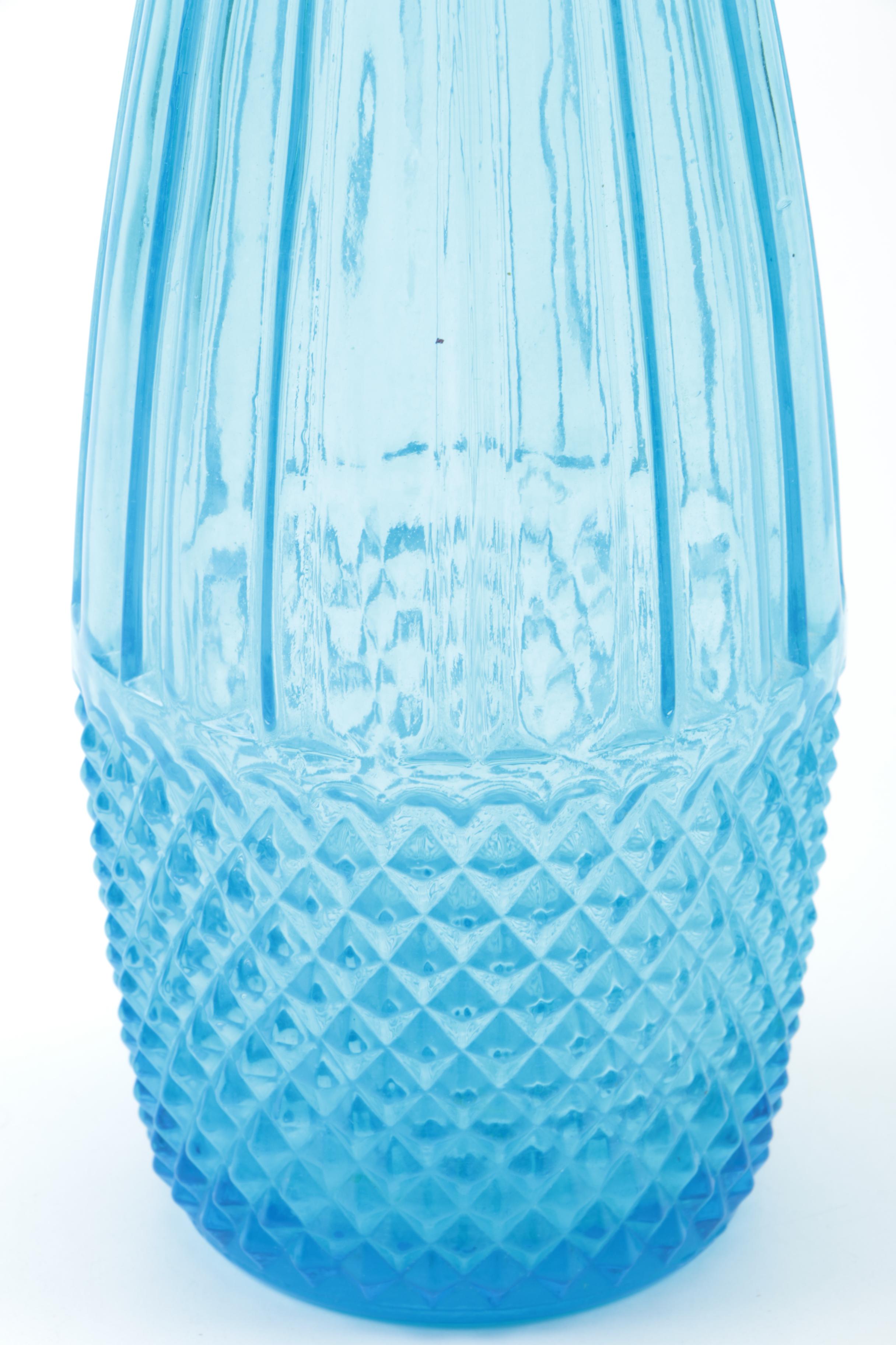 Blenko Blue Glass Bottle and Assorted Blue Home Accessories