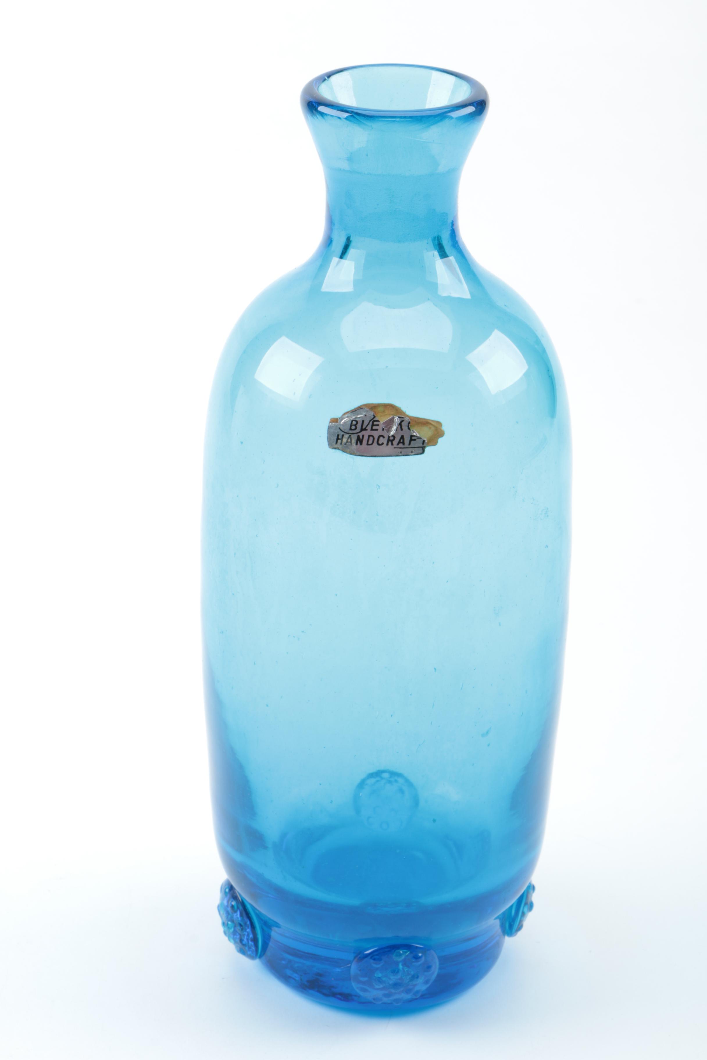 Blenko Blue Glass Bottle and Assorted Blue Home Accessories