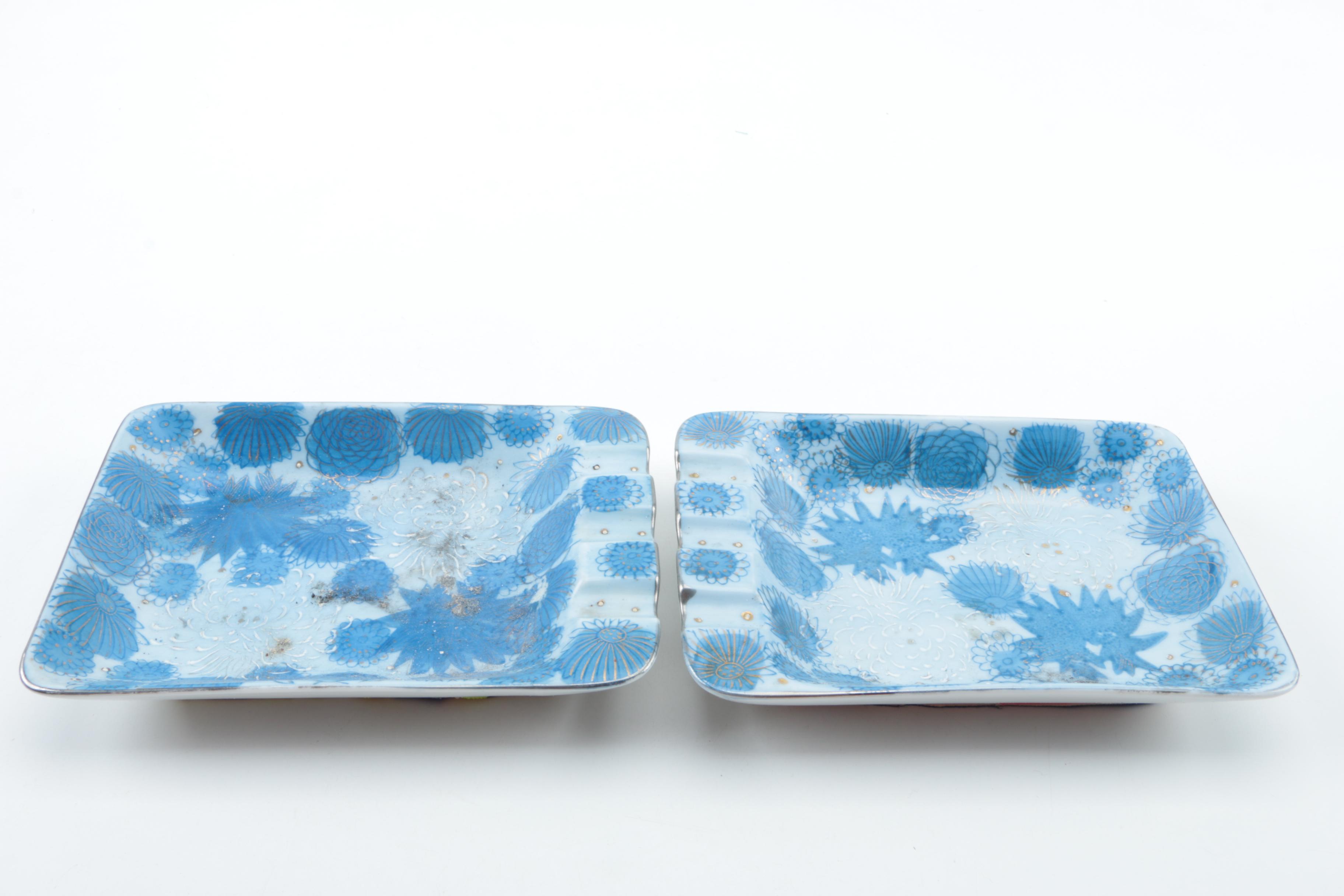 Blenko Blue Glass Bottle and Assorted Blue Home Accessories