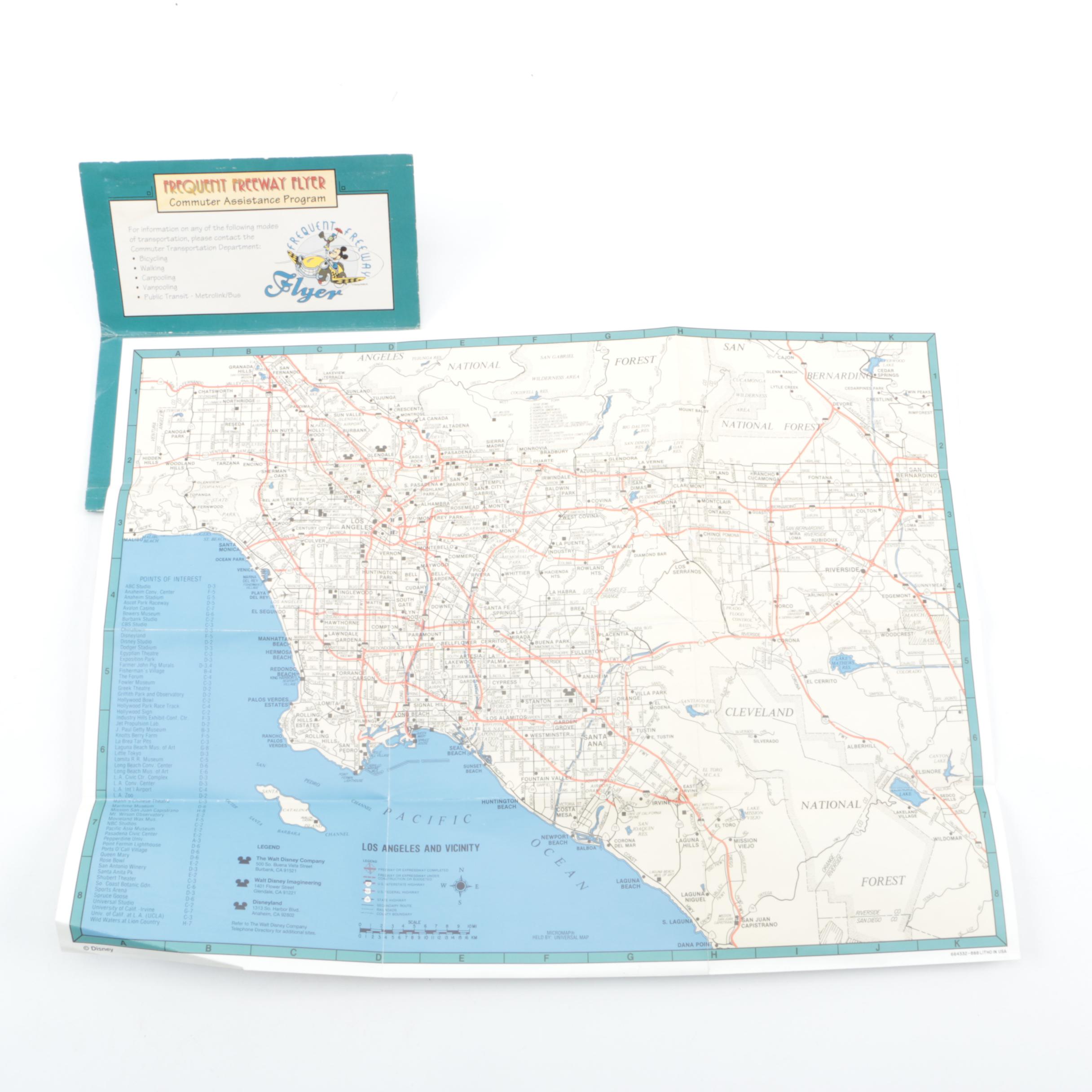 Disney Frequent Freeway Flyer "Minnie Map" of Southern California