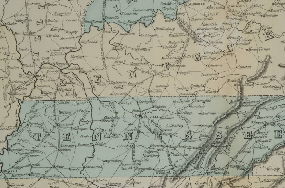 Antique Wood Engraving Map of Southern States for Harper's Weekly Publication
