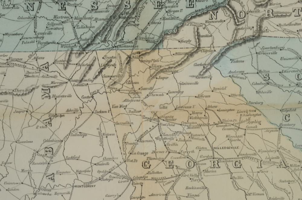 Antique Wood Engraving Map of Southern States for Harper's Weekly Publication