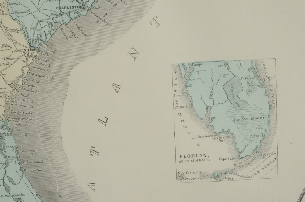 Antique Wood Engraving Map of Southern States for Harper's Weekly Publication