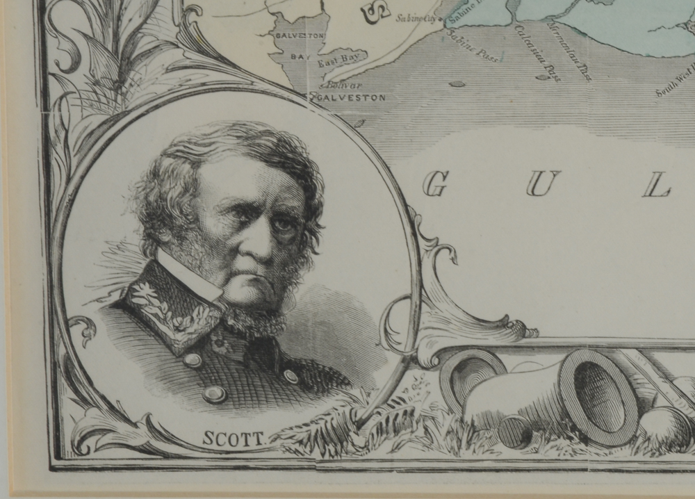 Antique Wood Engraving Map of Southern States for Harper's Weekly Publication