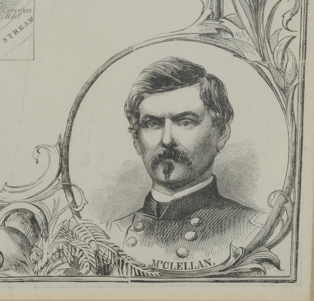 Antique Wood Engraving Map of Southern States for Harper's Weekly Publication