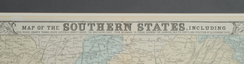 Antique Wood Engraving Map of Southern States for Harper's Weekly Publication