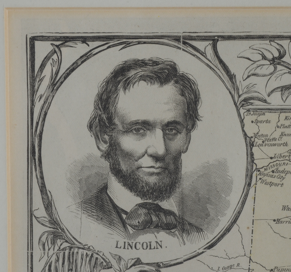 Antique Wood Engraving Map of Southern States for Harper's Weekly Publication