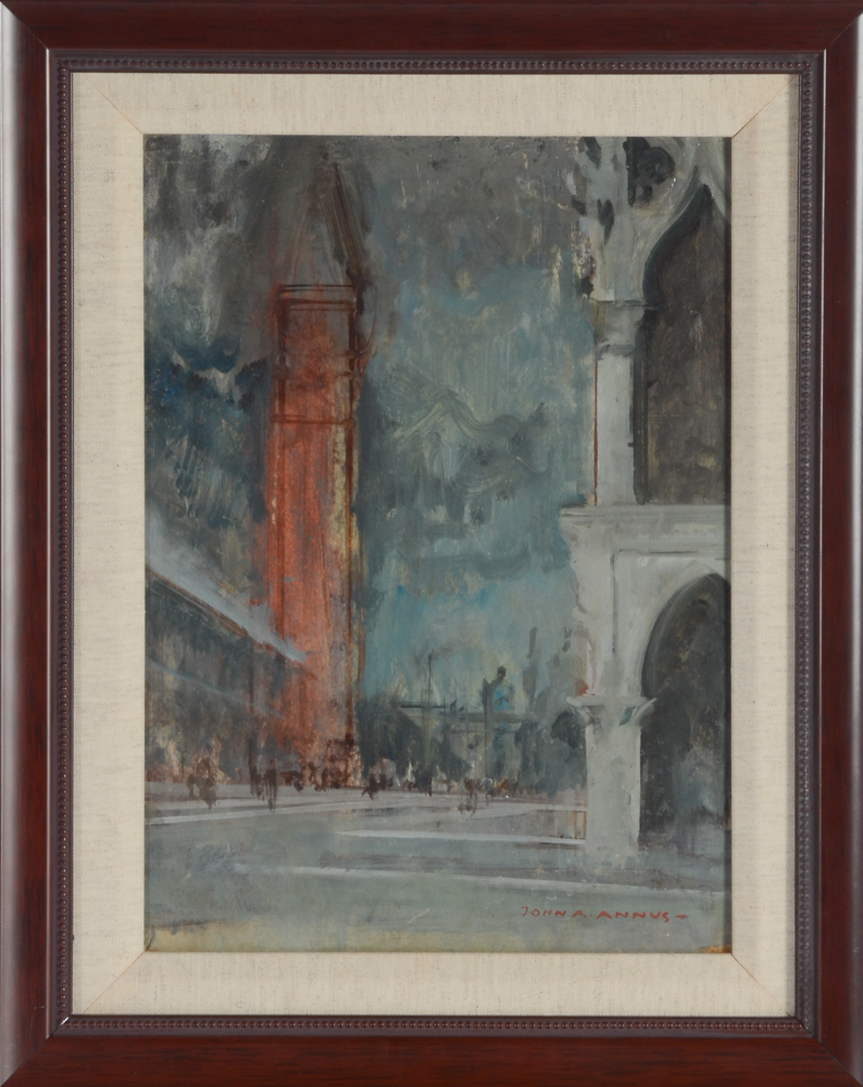 John Annus 1960 Oil Painting on Board "Venezia"