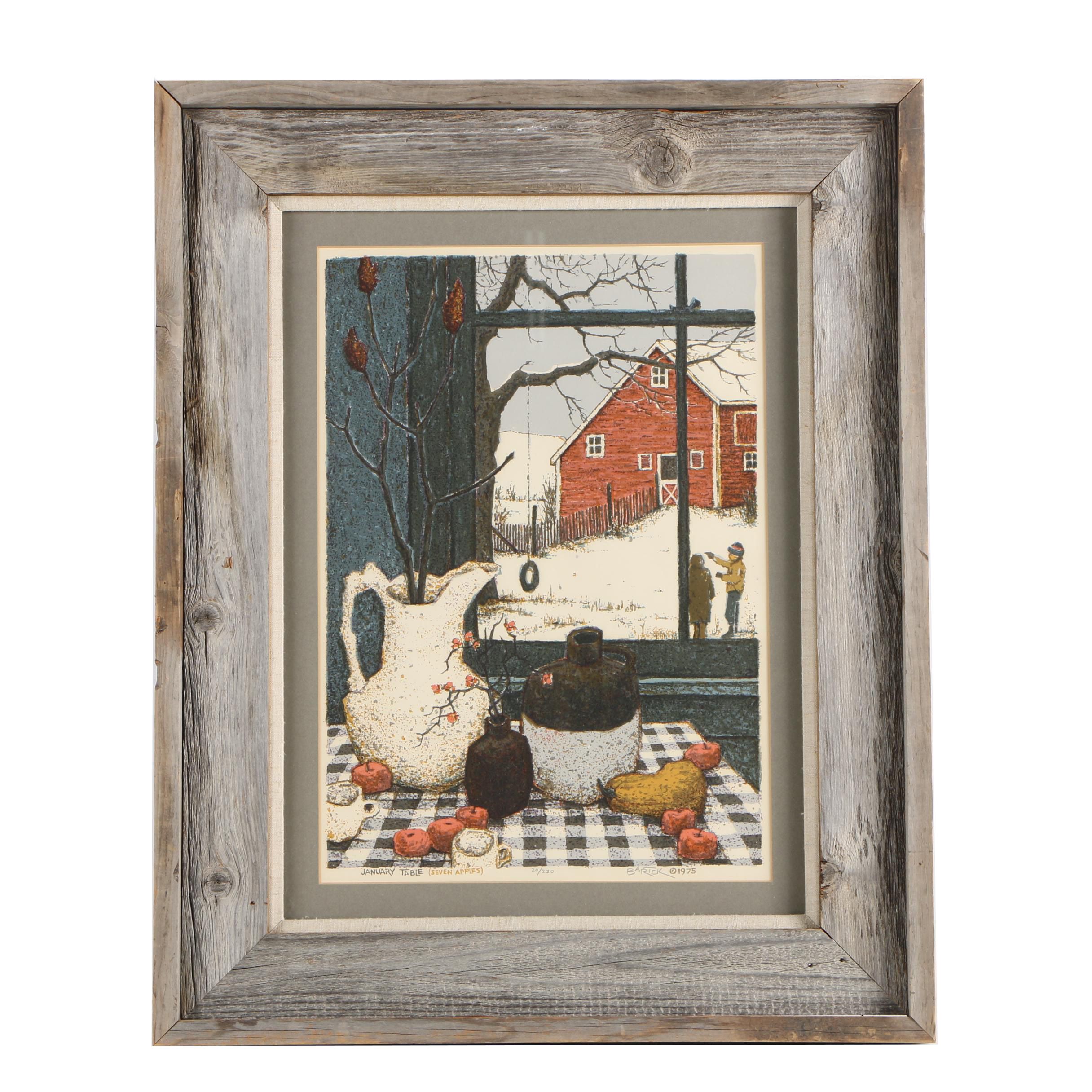 Tom Bartek Limited Edition Serigraph "January Table (Seven Apples)"
