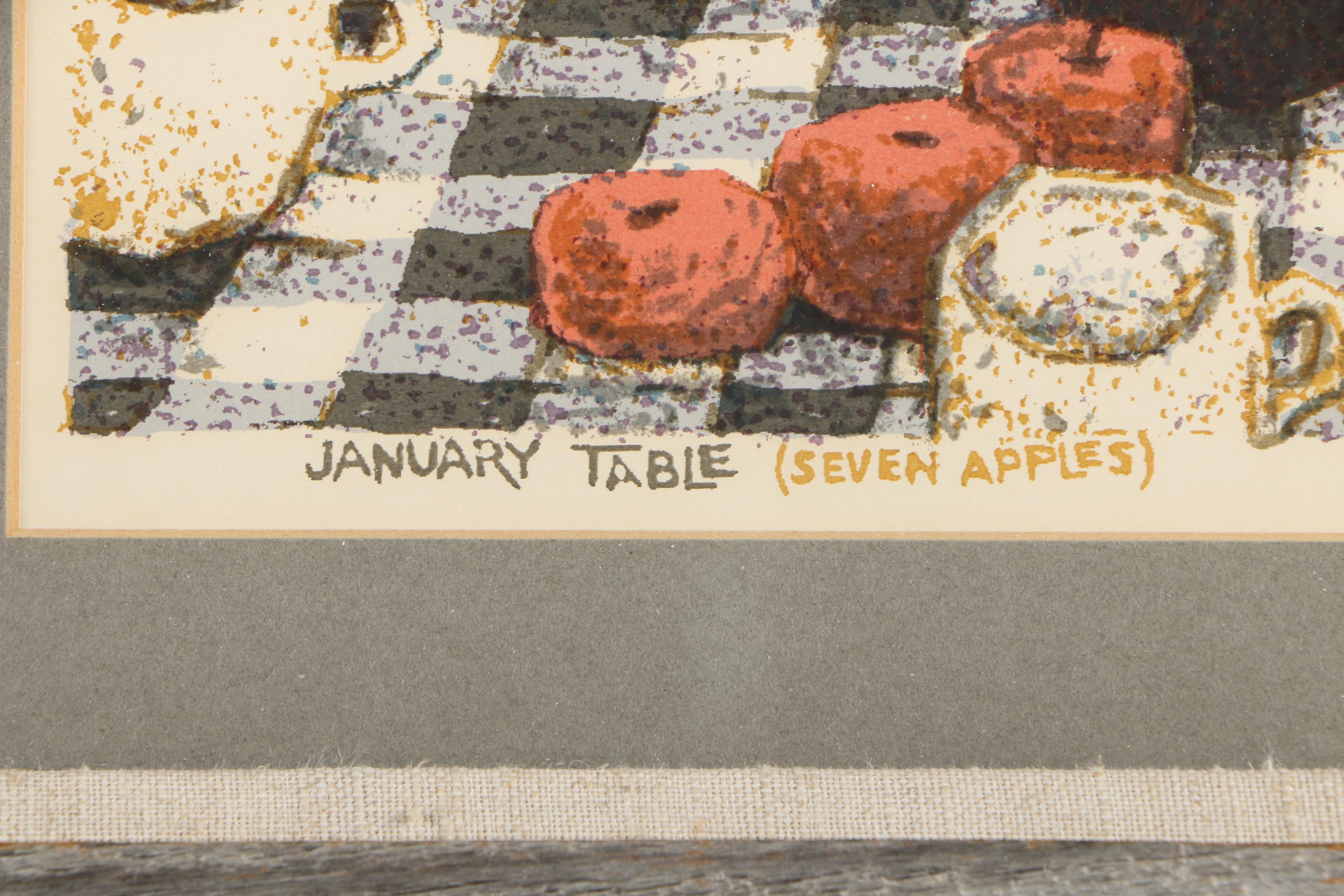 Tom Bartek Limited Edition Serigraph "January Table (Seven Apples)"