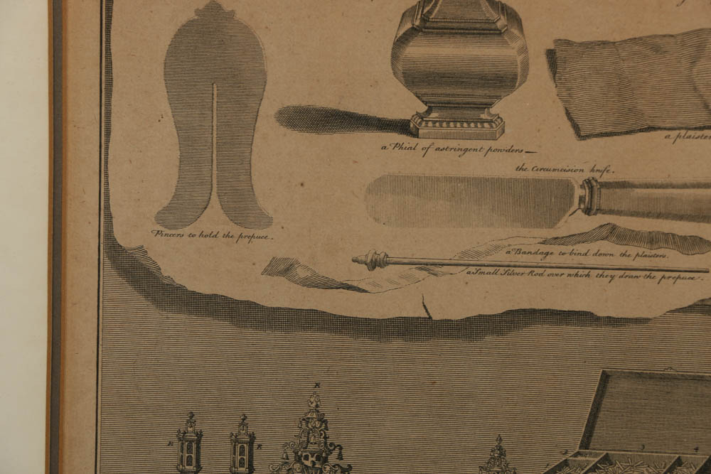 Restrike Etching after Bernard Picart "Instruments Made Use...at Circumcision"