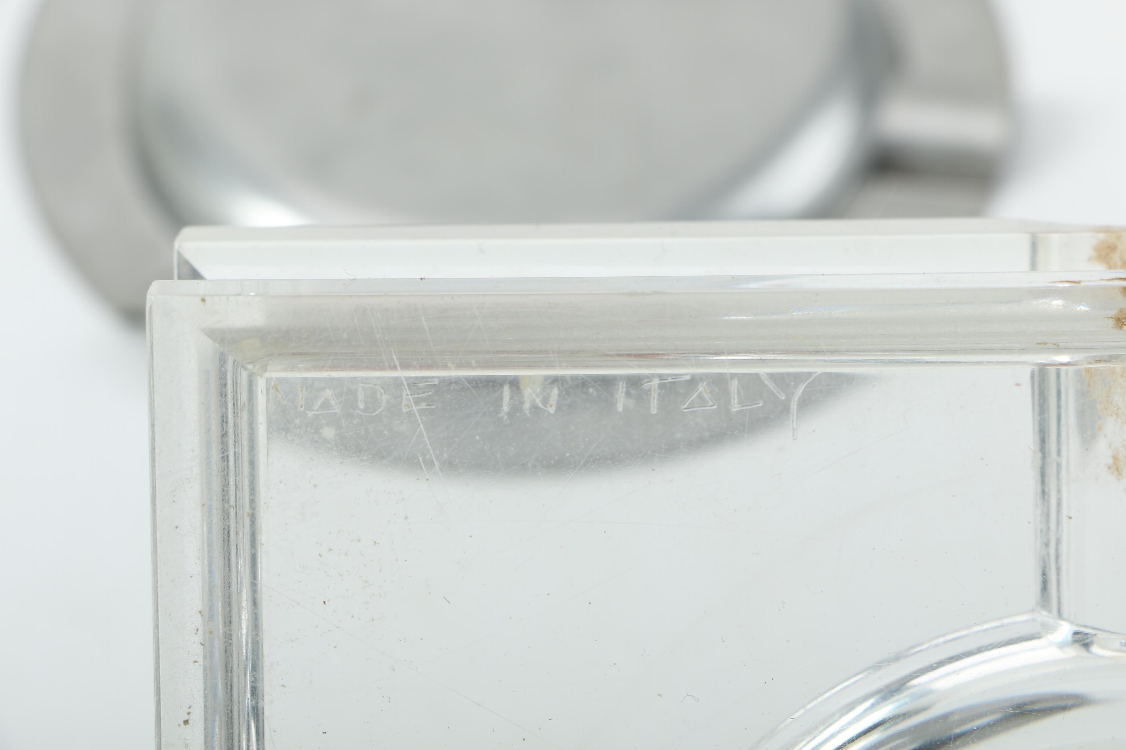 Evans Lucite Table Lighter and Signed Italian Lucite Ash Receiver