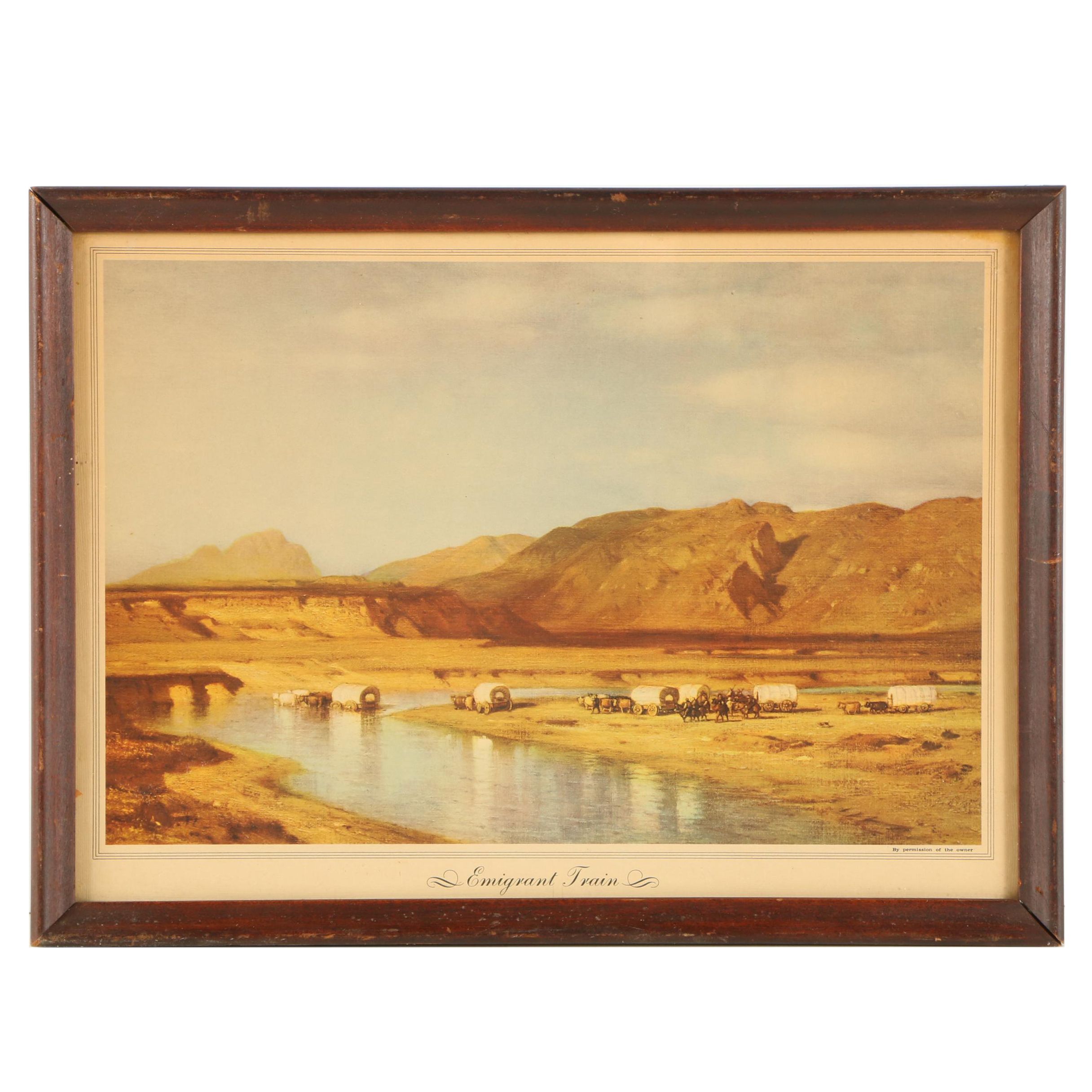 Offset Lithograph After Samuel Colman "Emigrant Train"