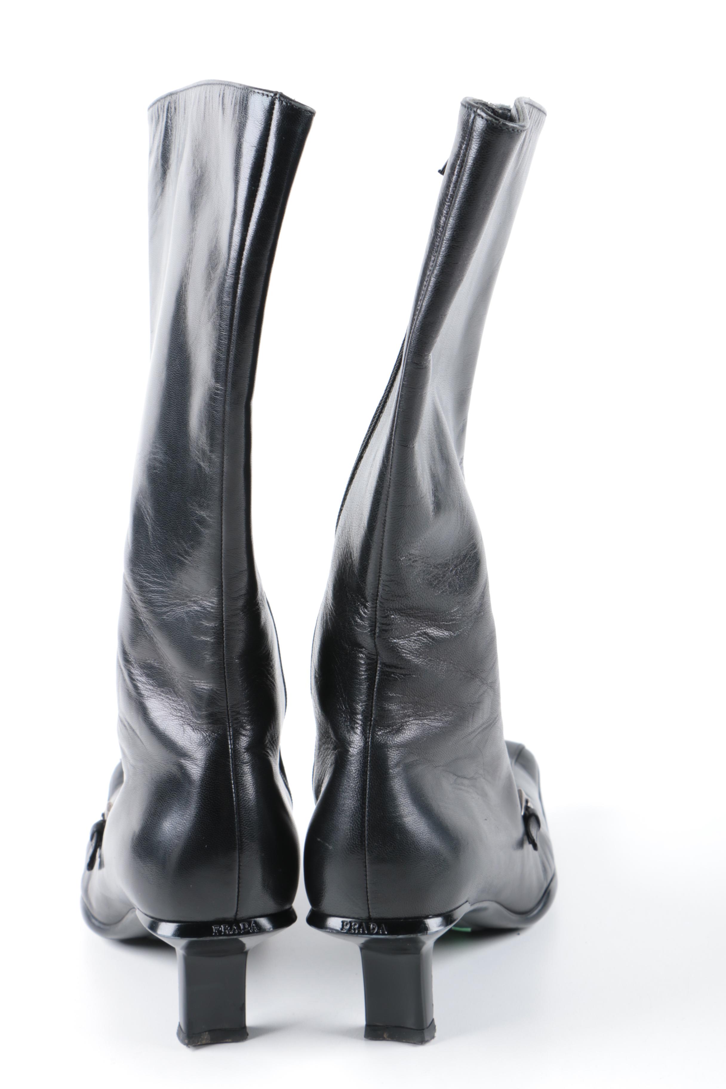 Prada Black Leather Boots