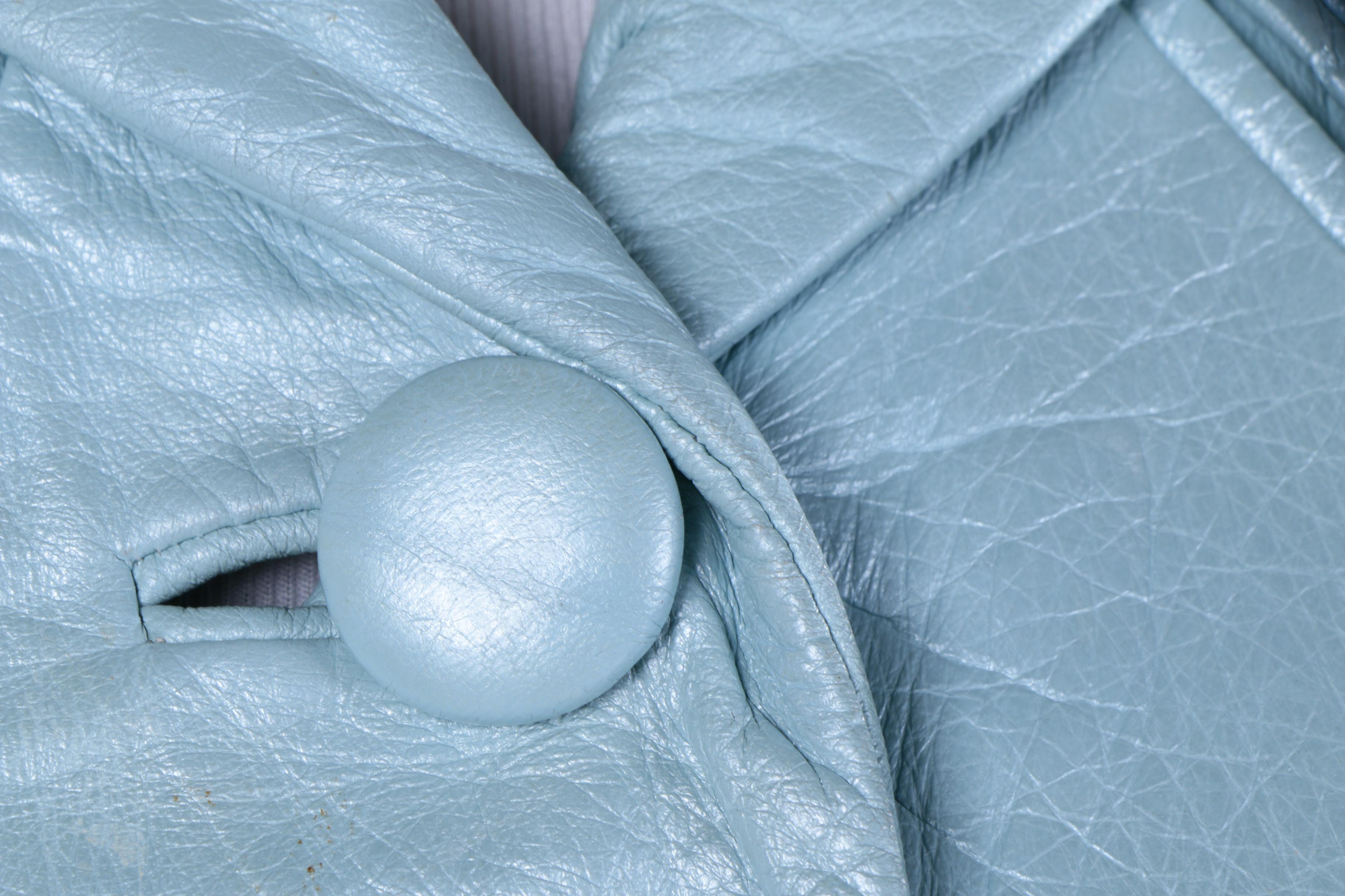 Vintage Wilson House of Suede Light Blue Leather Coat