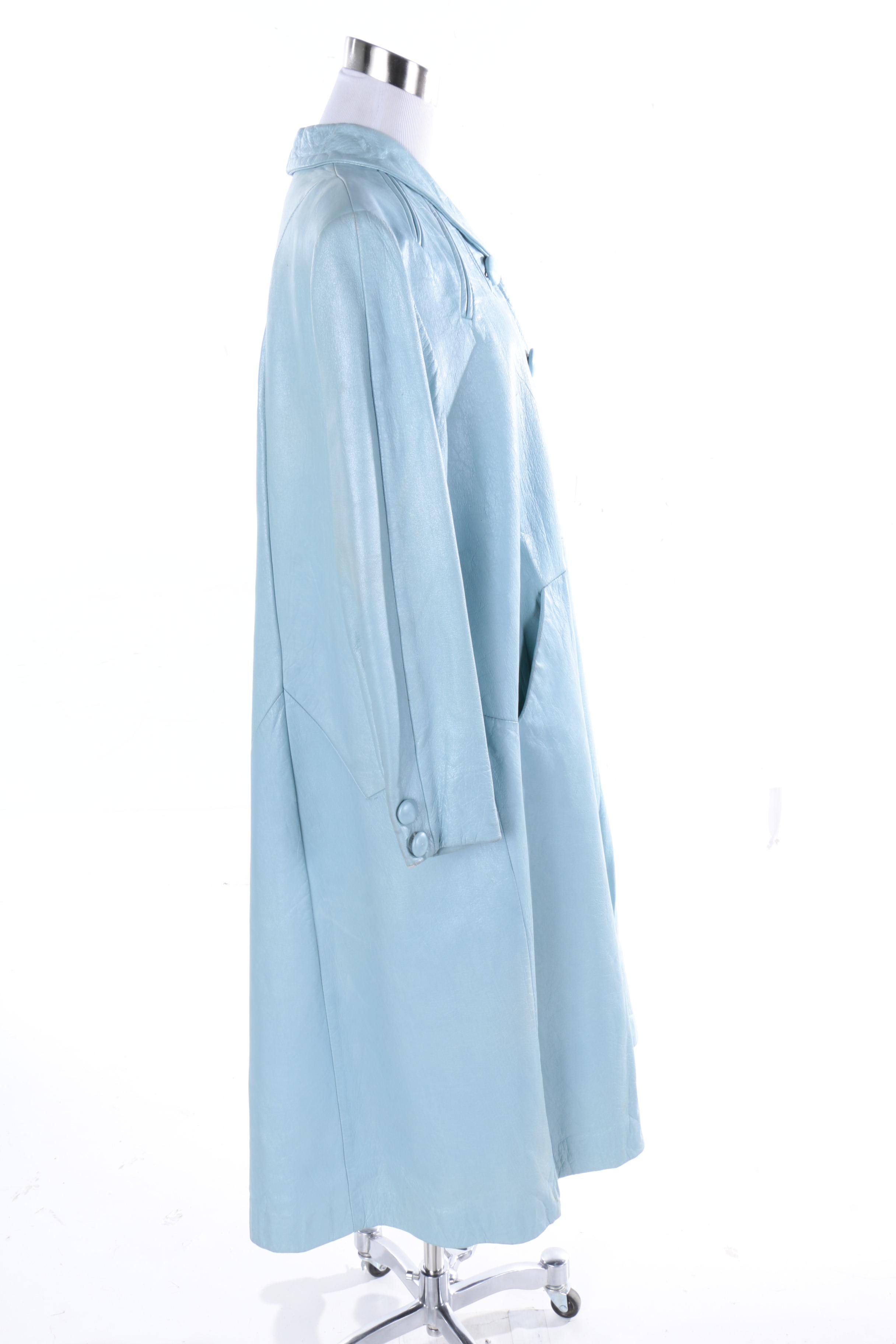 Vintage Wilson House of Suede Light Blue Leather Coat